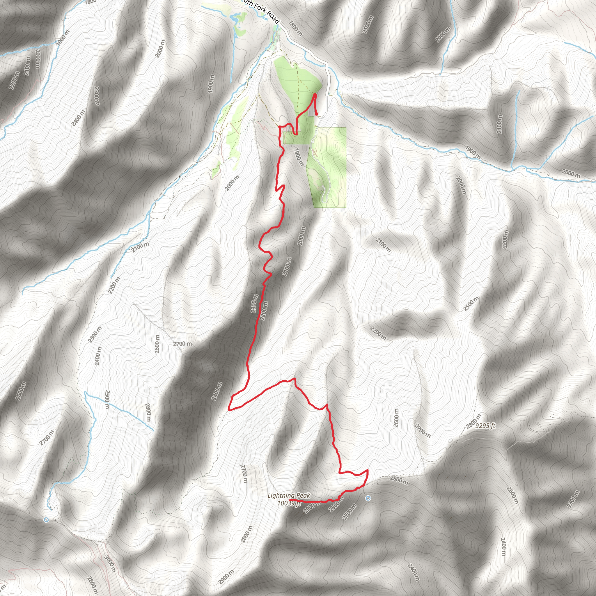 Lightning Peak via Great Western Trail mobile static map