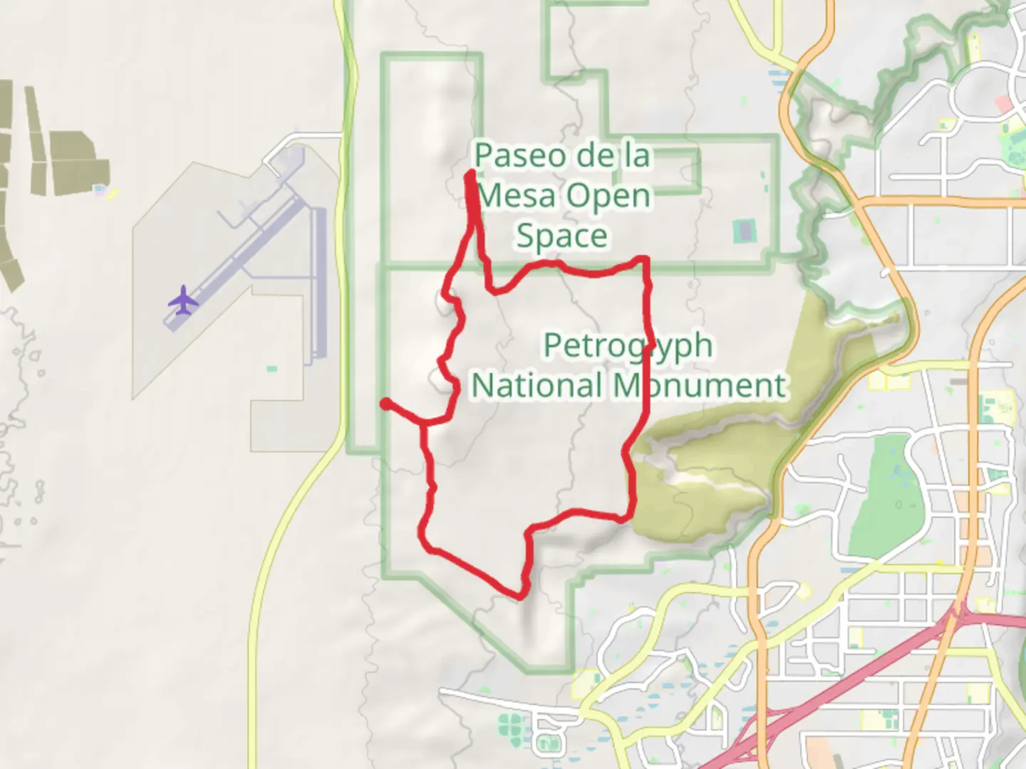 An image depicting the trail JA, Black and Vulcan Loop and its surrounding area.