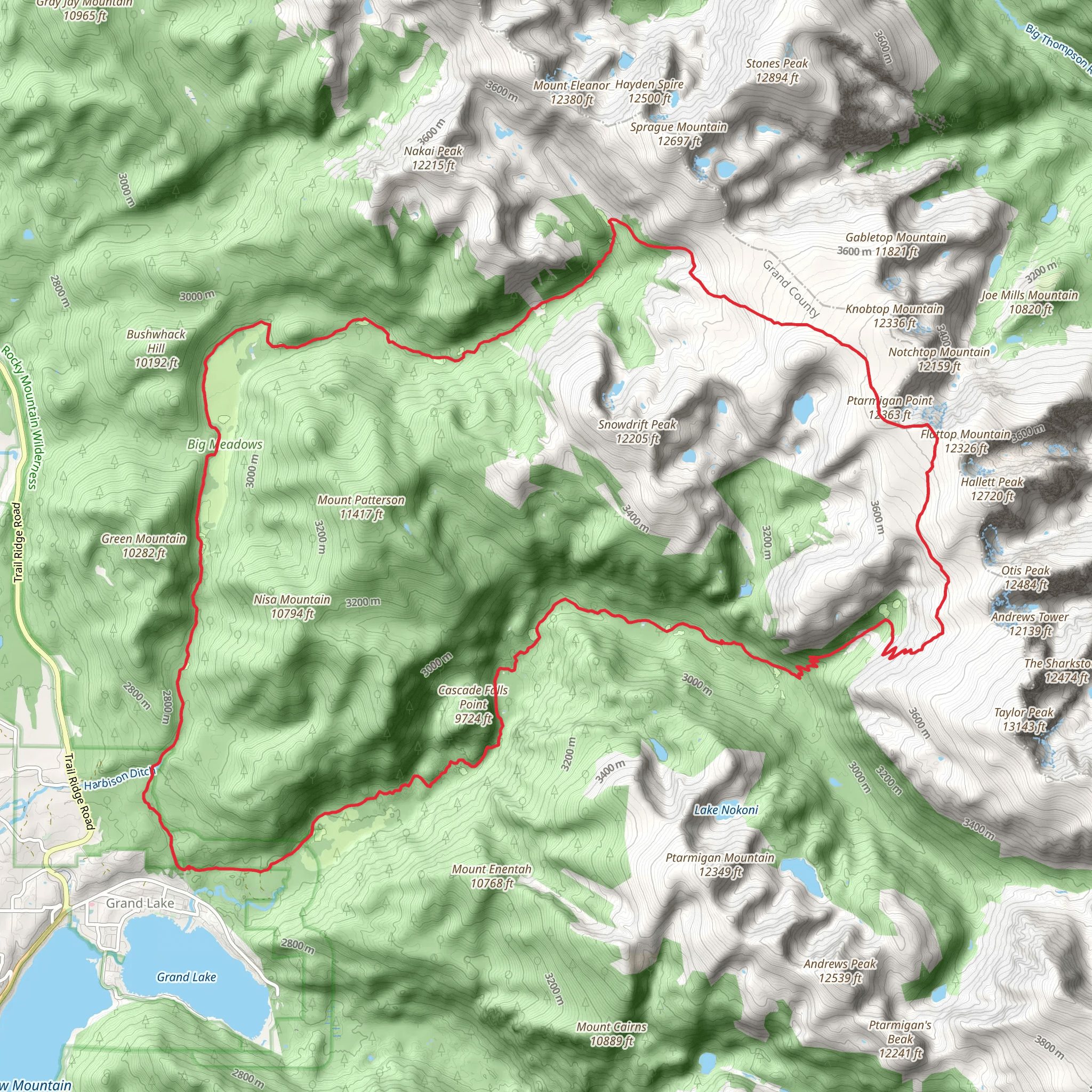 North Inlet-Flattop Junction and Tonahutu Creek Loop mobile static map