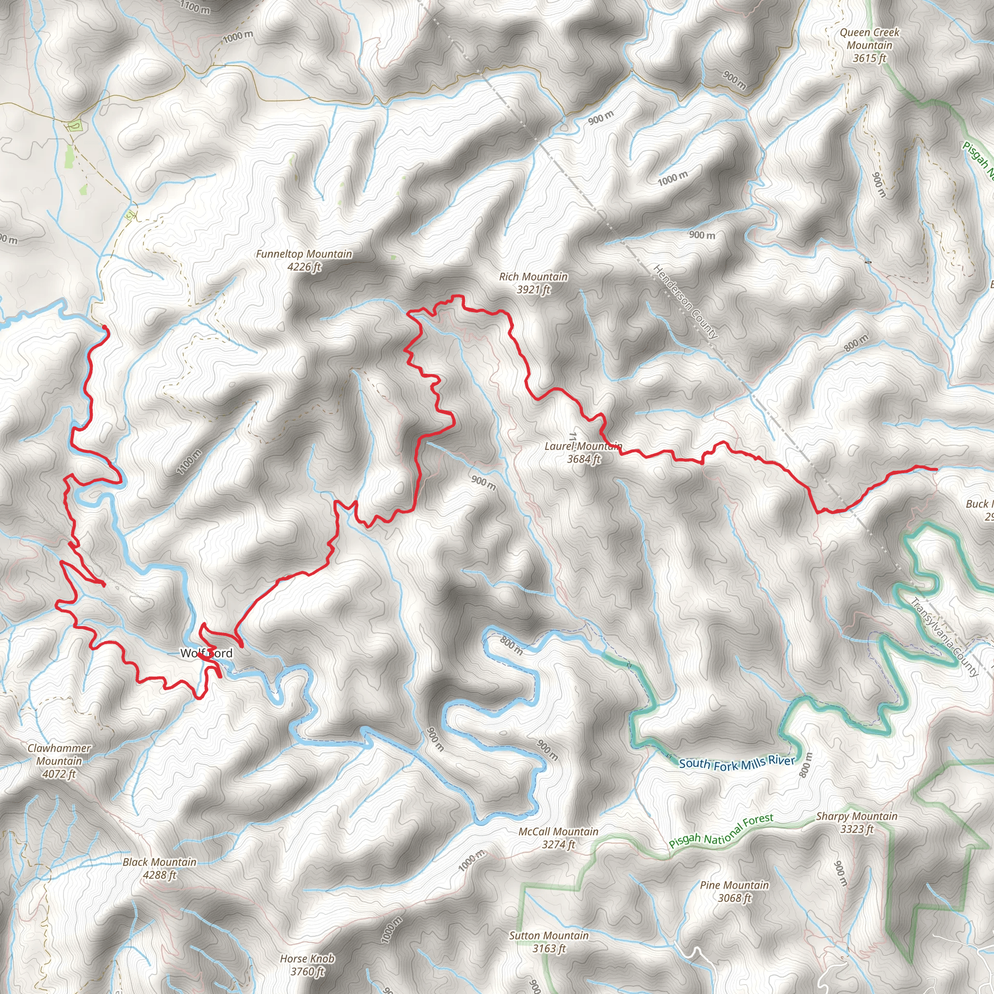 Squirrel Gap Trail via South Mills River Road mobile static map