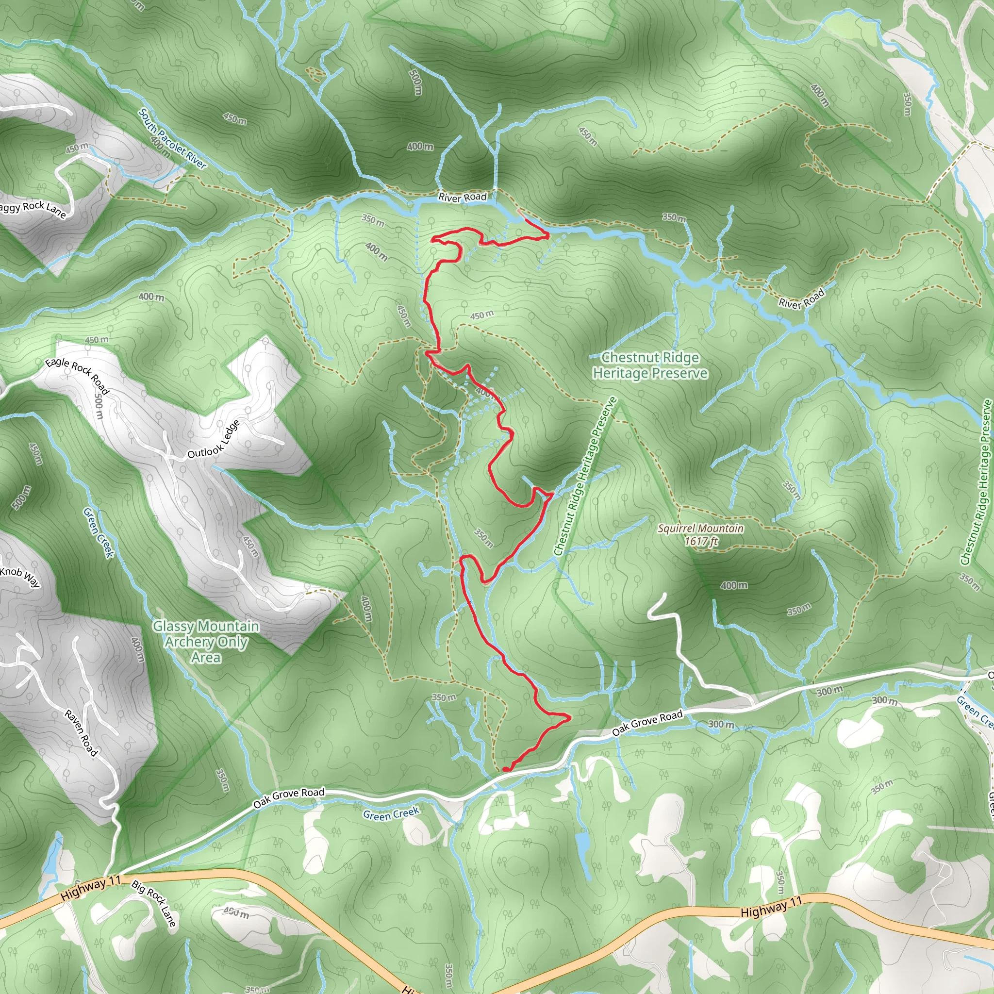 South Pacolet River via Chestnut Ridge Trail mobile static map