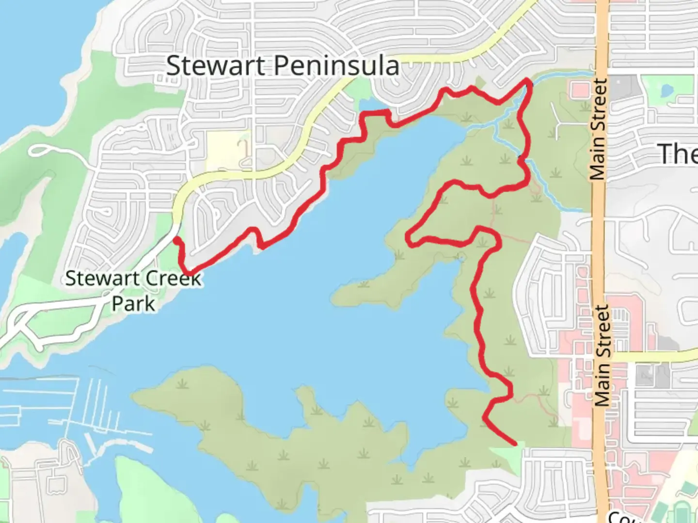 An image depicting the trail The Colony Shoreline Trail and its surrounding area.