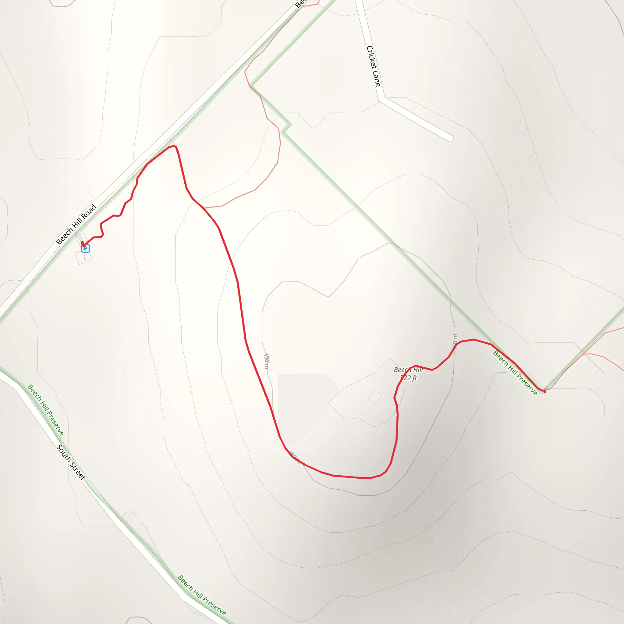 Beech Hill Out and Back mobile static map