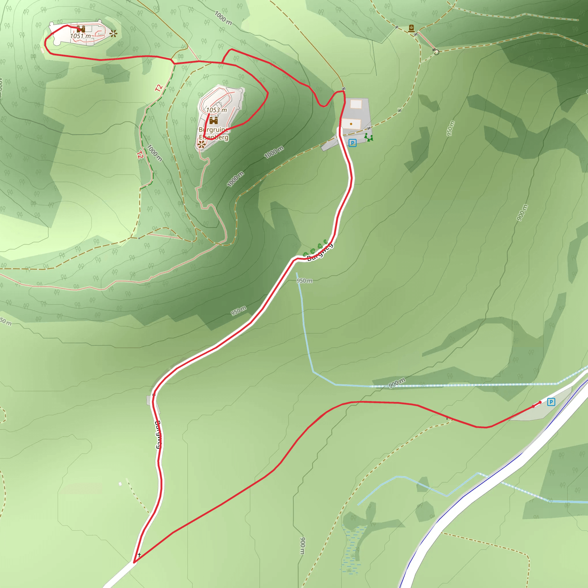 Eisenberg and Hohen Freyberg Castle Walk via Drachenblick Rundwanderweg mobile static map