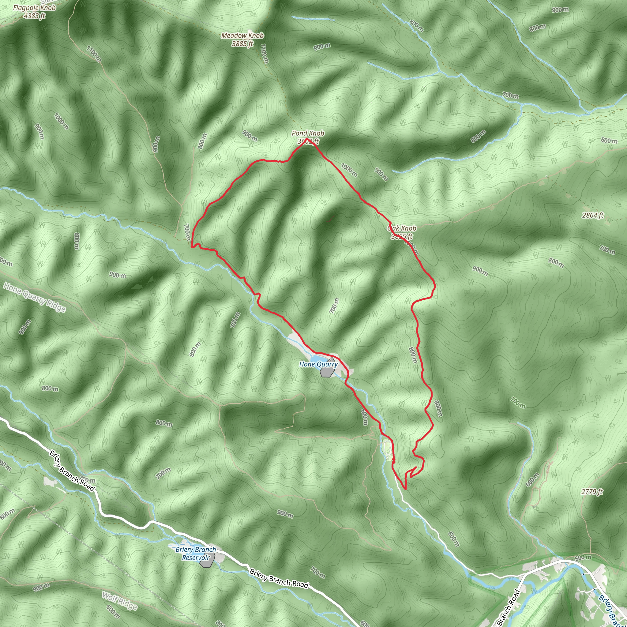 Hone Quarry, Pond Knob, Oak Knob and Cliff Loop Trail mobile static map