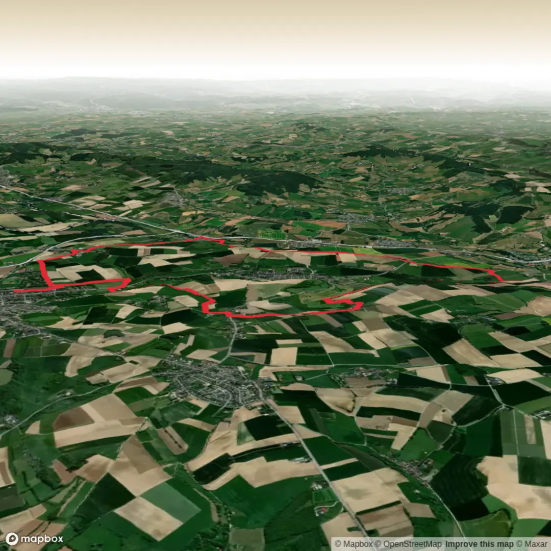 An image depicting the trail Wahlwiller Graven and Bulkem via Gulpen Wittem and its surrounding area.