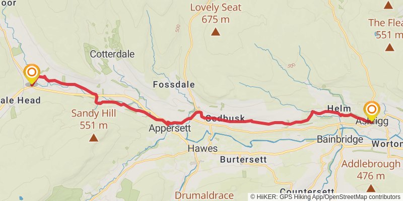 Kirkby Stephen to Masham via Six Dales Way stage 2 Map
