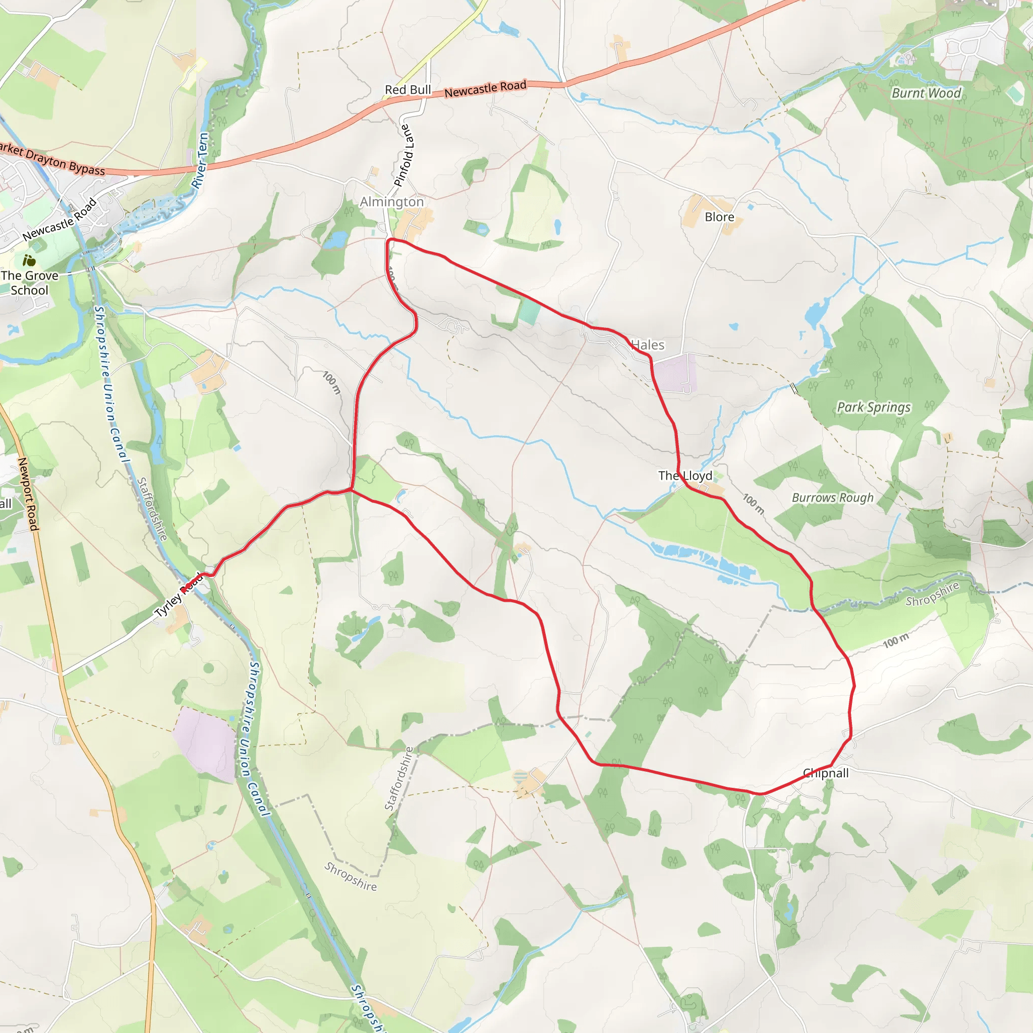 Chipnall and Almington Loop mobile static map