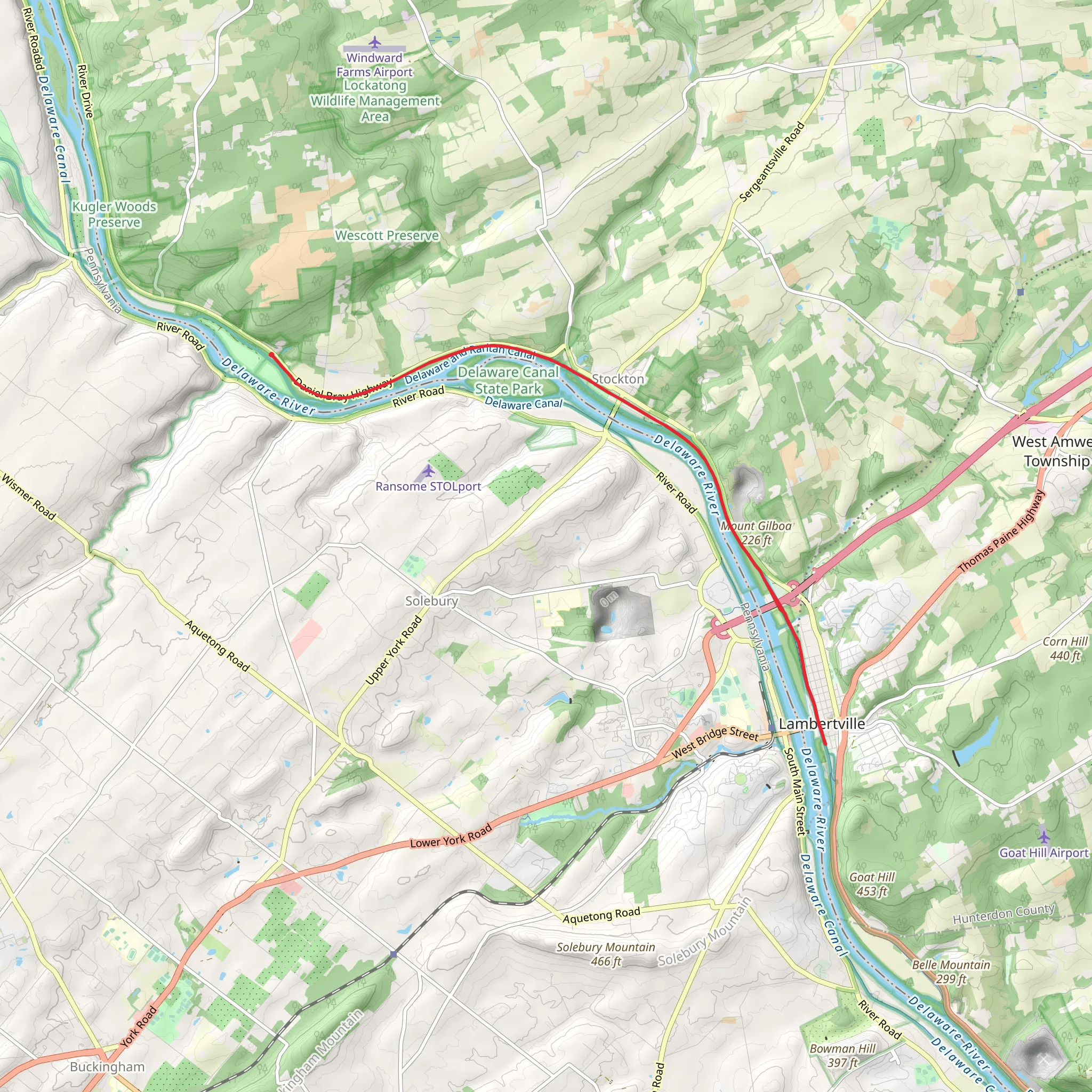 Delaware and Raritan Canal Townpath - Raven Rock mobile static map