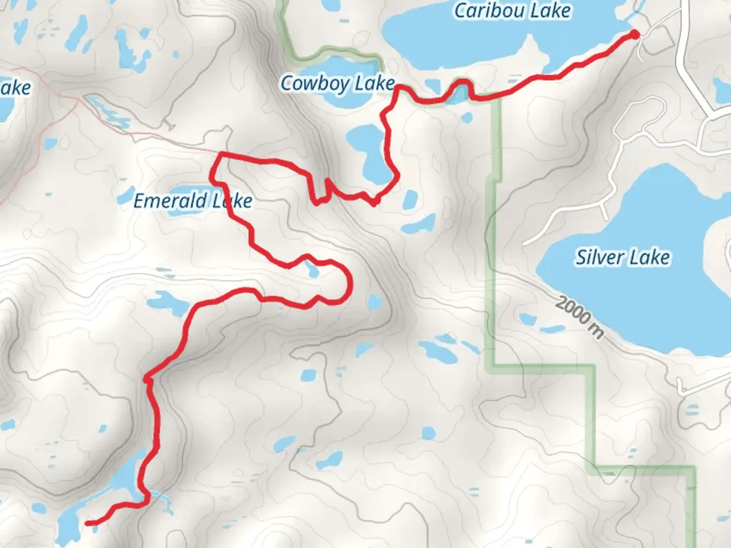 An image depicting the trail Cypress Lake via Caribou Lake and its surrounding area.