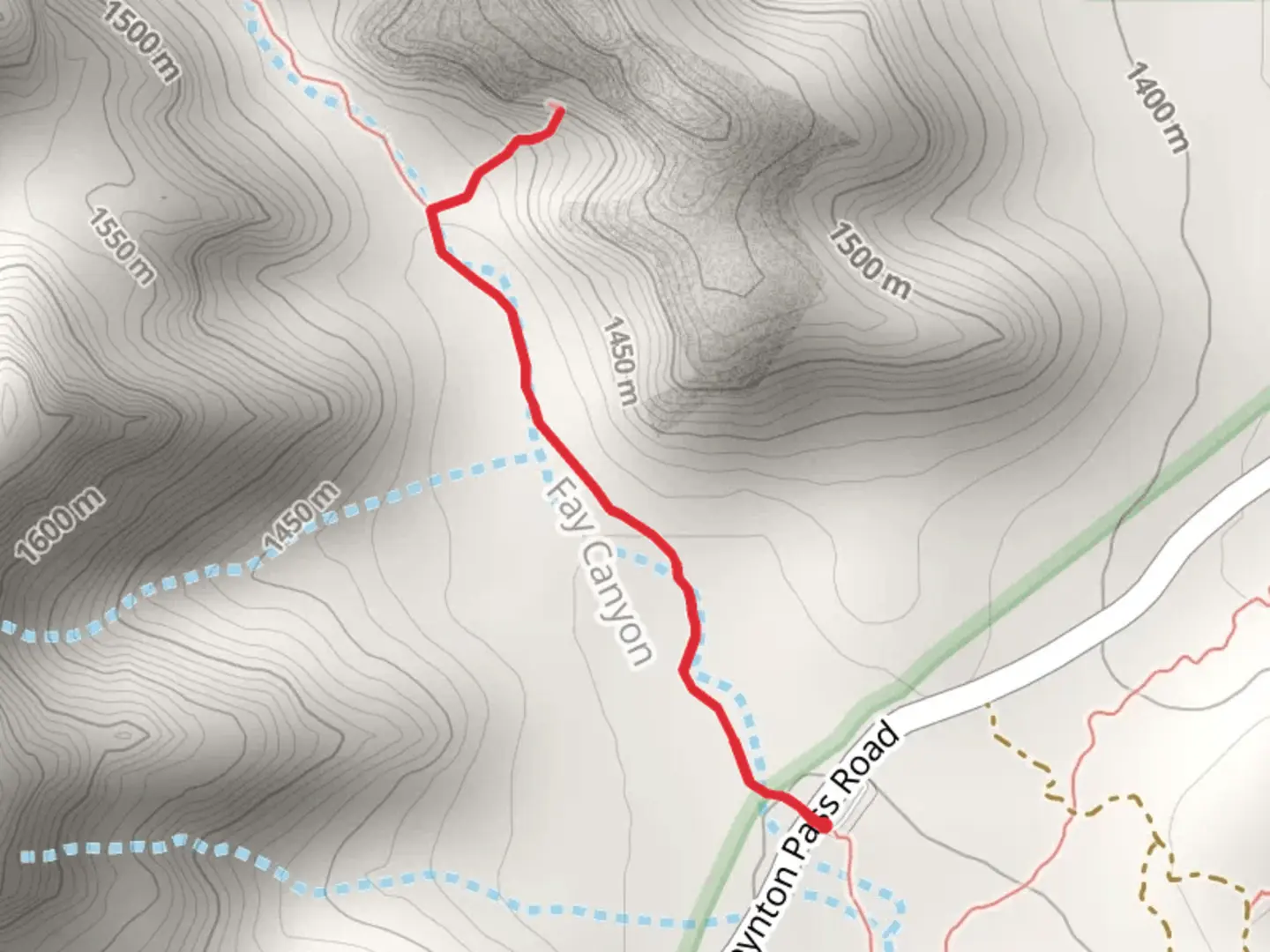 An image depicting the trail Fay Canyon and its surrounding area.