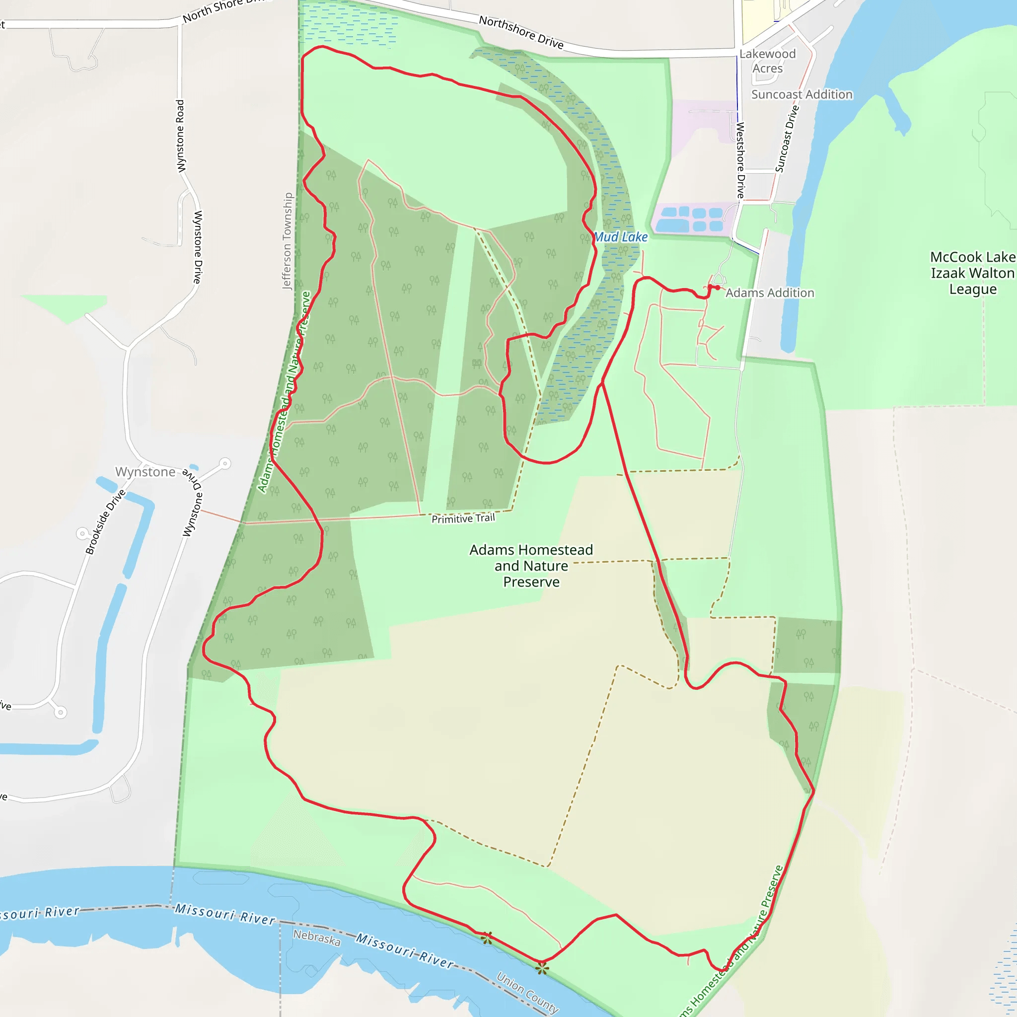 Cottonwood Crossing and River Loop Trail mobile static map