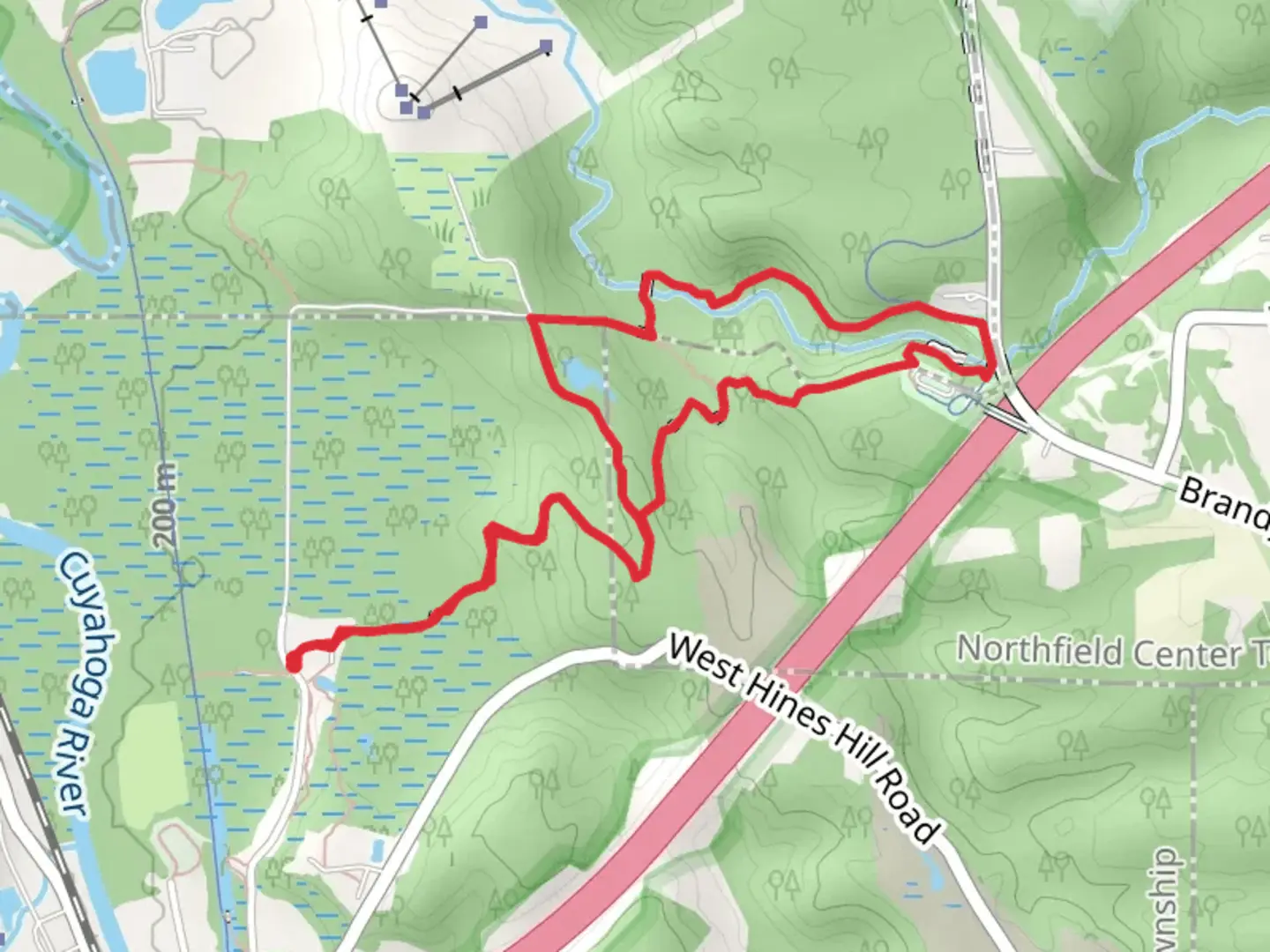 An image depicting the trail Stanford Trail and Brandywine Gorge Loop and its surrounding area.