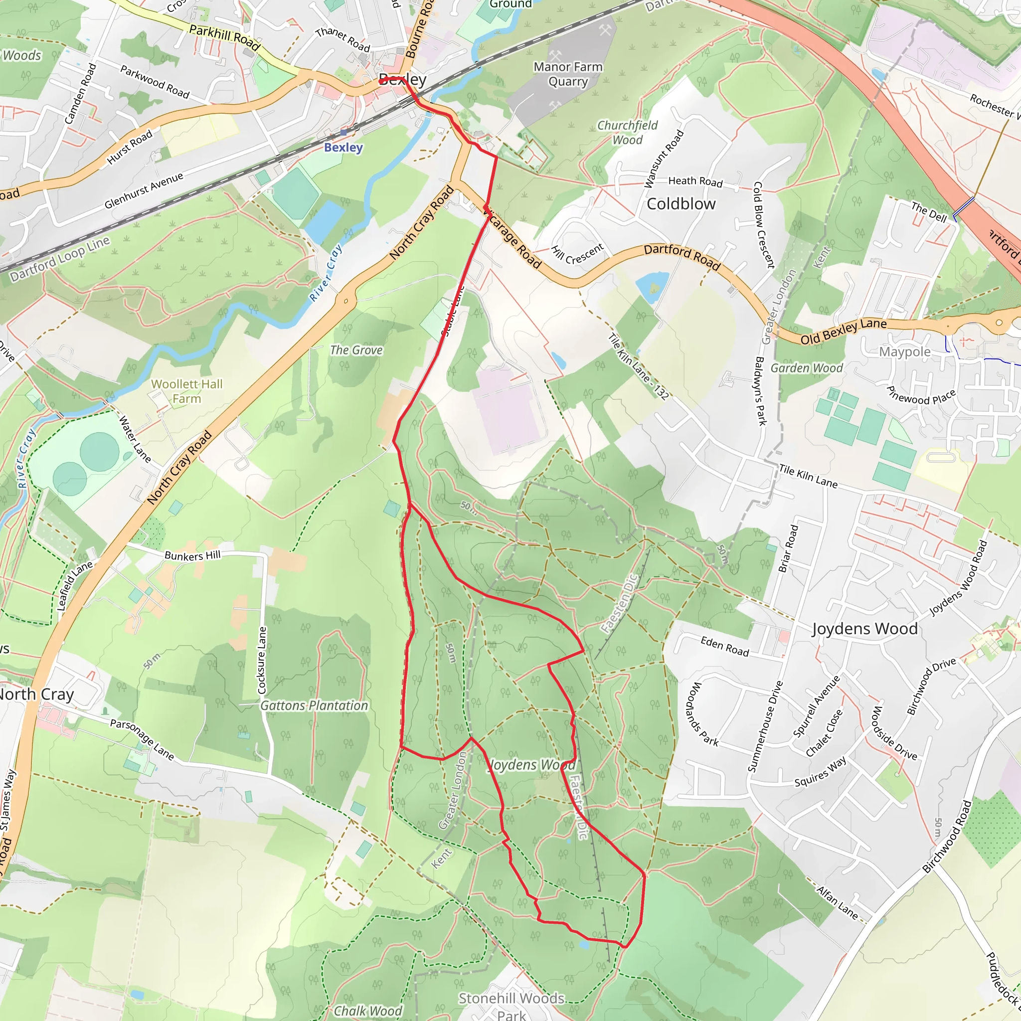 Joydens Wood mobile static map