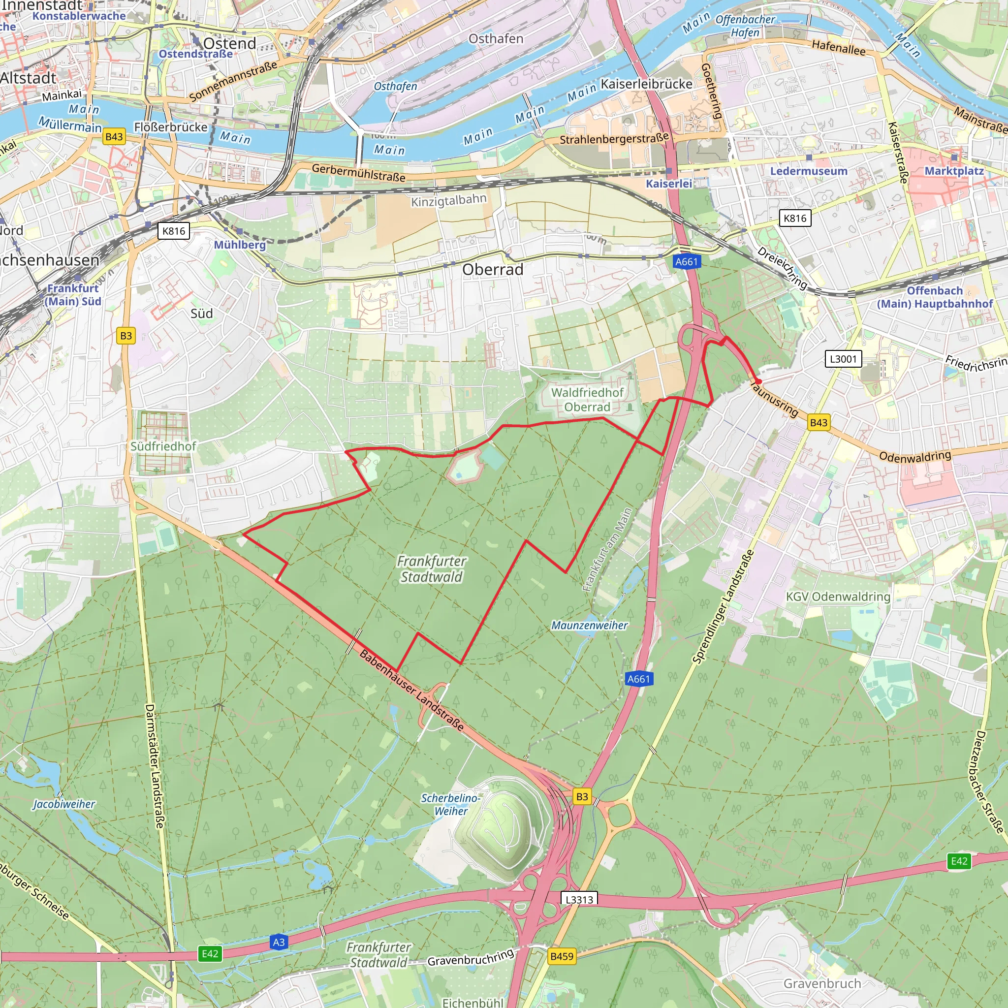 Fuchsplattweg and Sachsenhäuser Landwehrweg Loop mobile static map