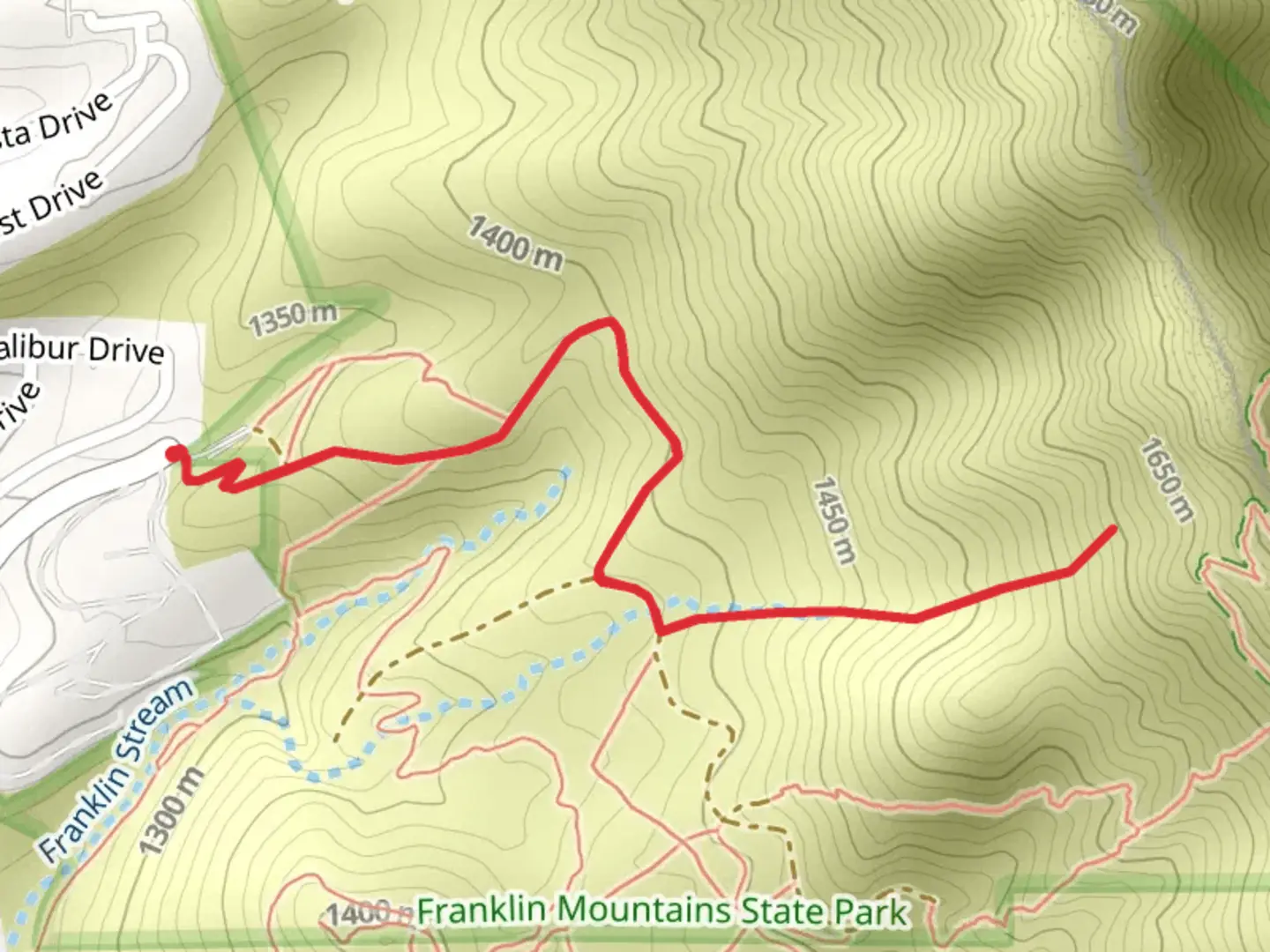 An image depicting the trail Thousand Steps Trail and its surrounding area.