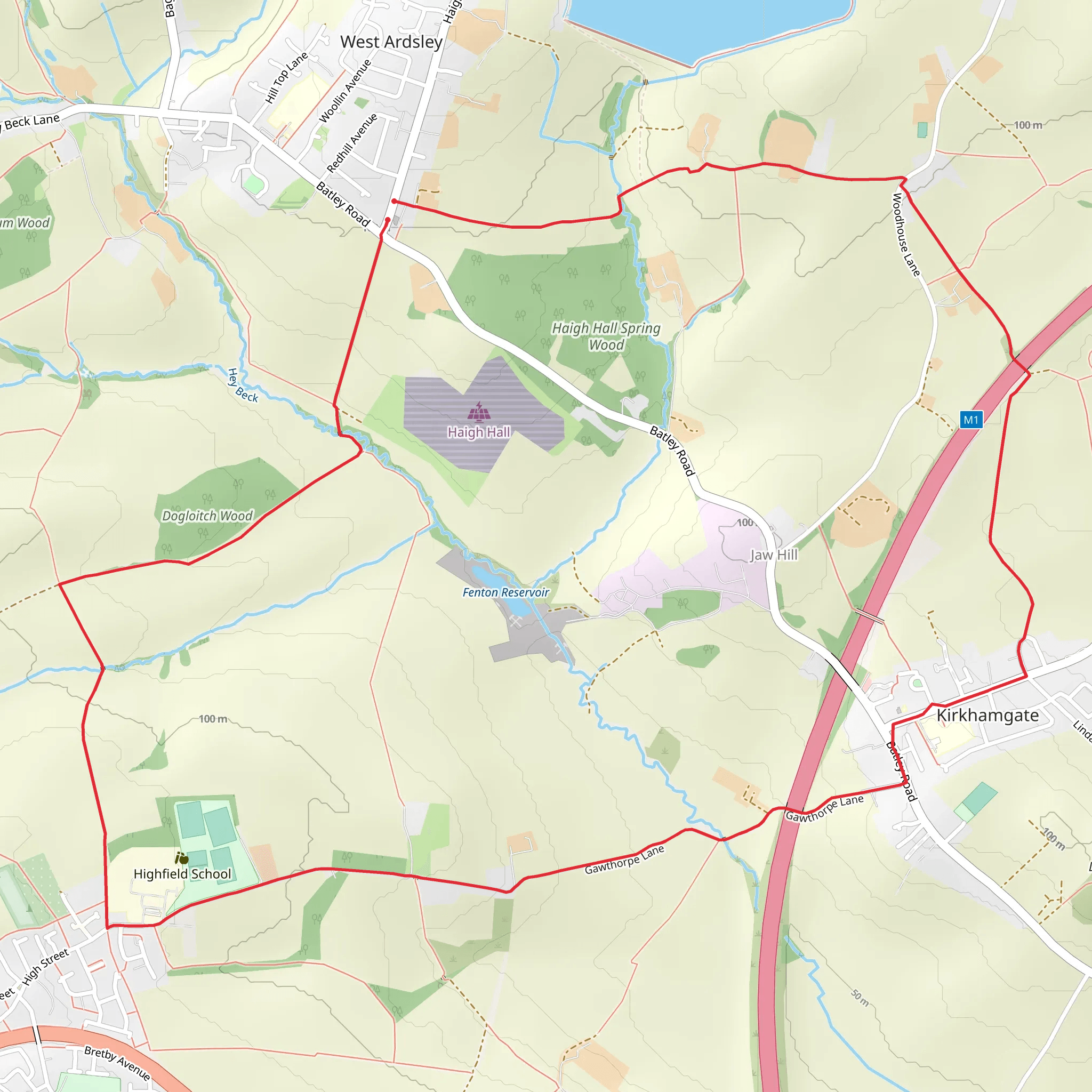 Leeds Country Way and Wakefield Way Loop mobile static map
