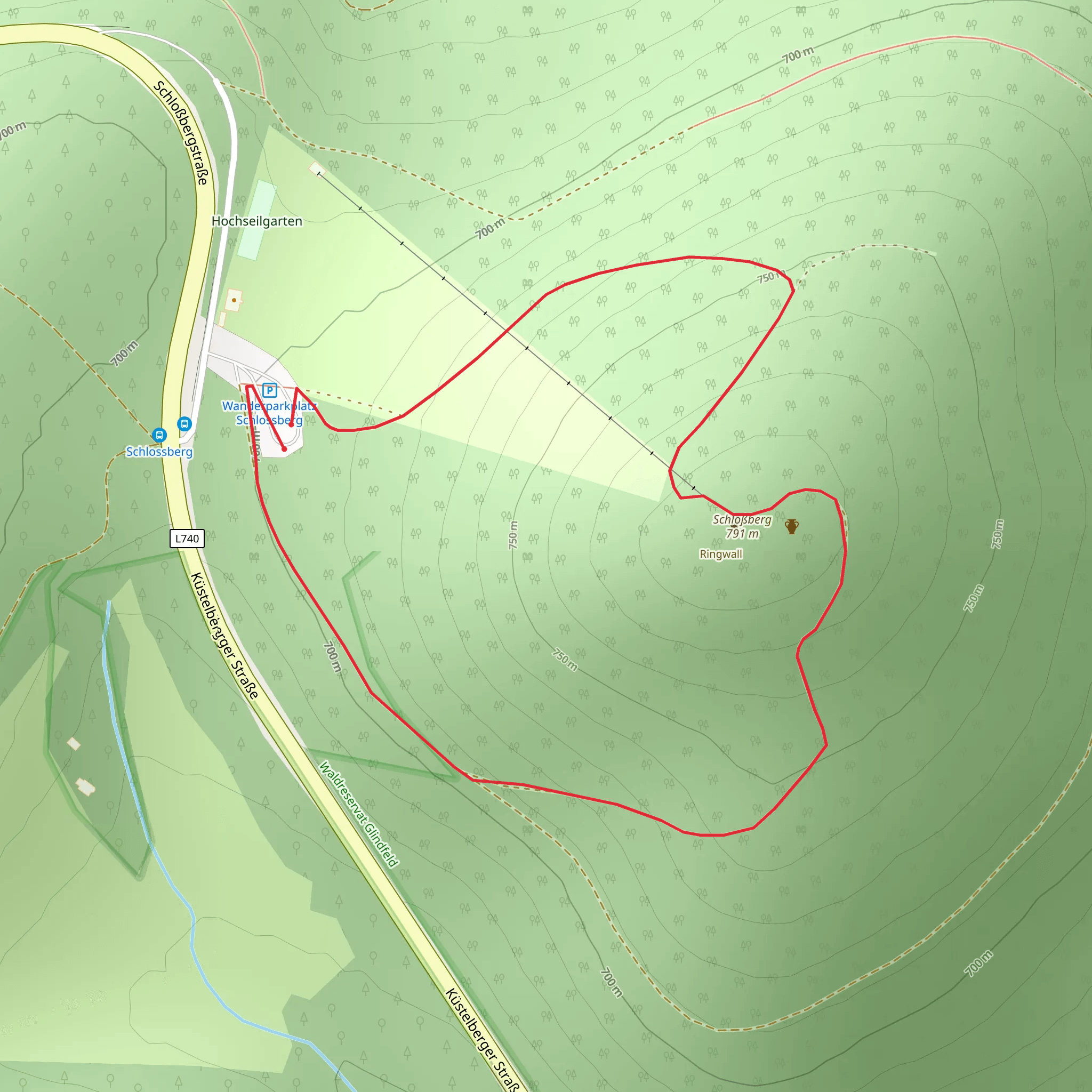 Ringwall Loop via Schlossberg Rundweg mobile static map