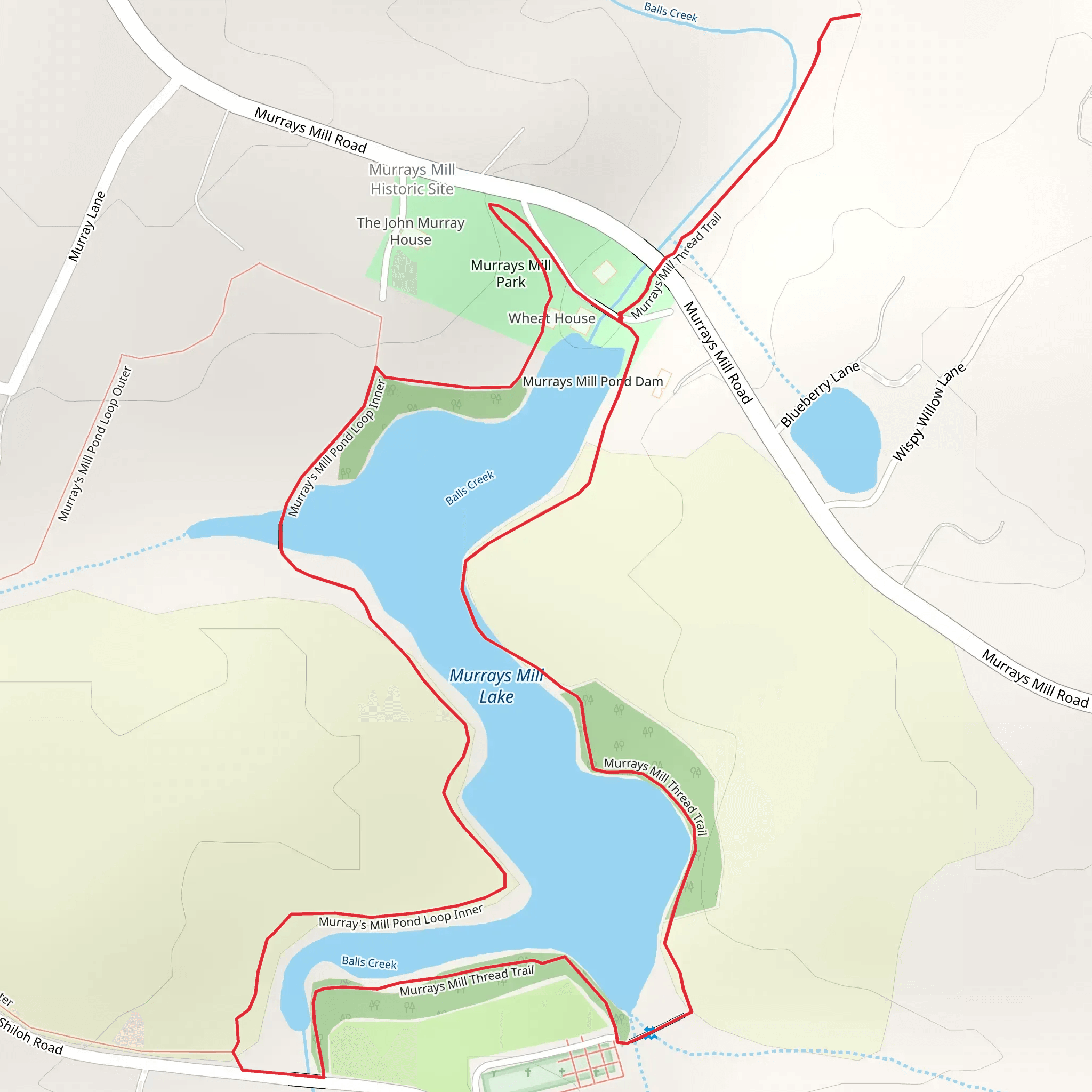 Murrays Mill Lake and Murrays Mill Thread Loop Trail mobile static map
