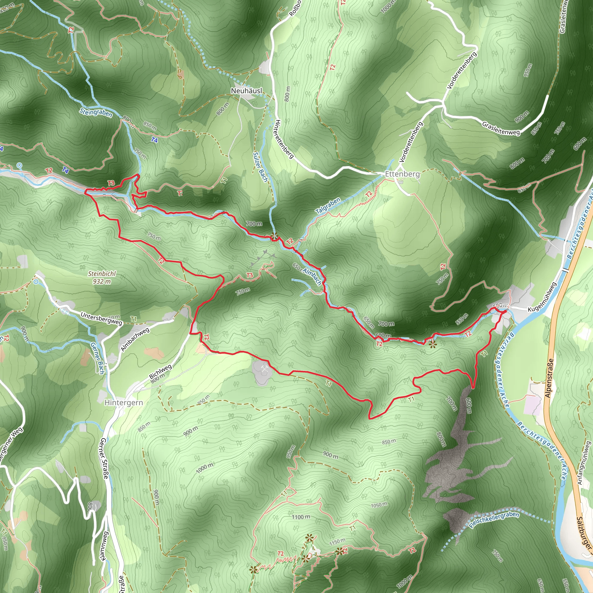 Theresienklause via Almbachklamm mobile static map