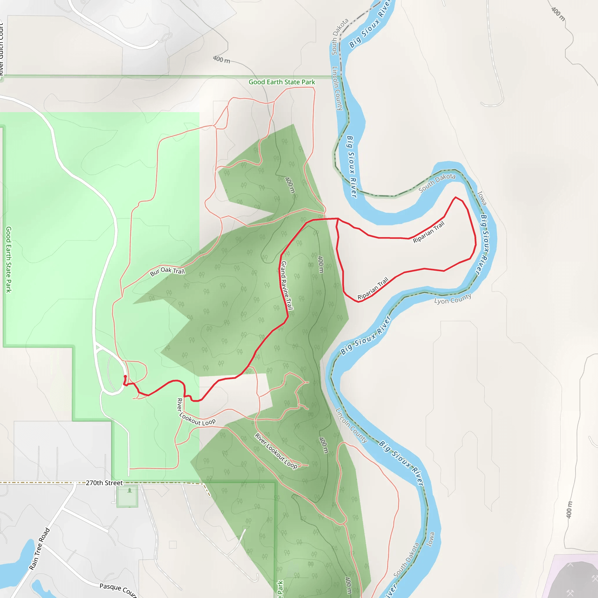 Riparian Trail via Grand Ravine Trail mobile static map
