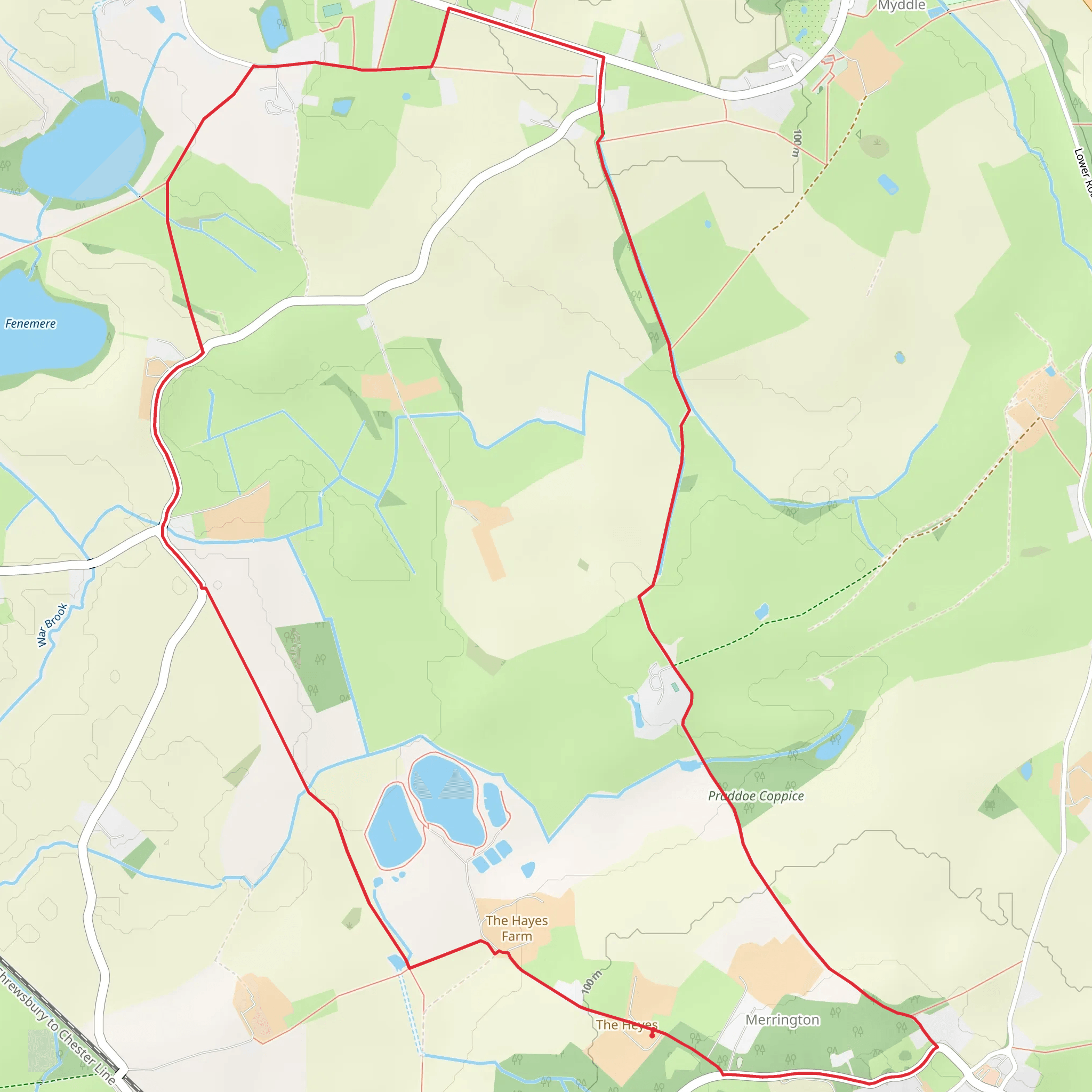 Merrington Green and Upper Fenemere Loop mobile static map