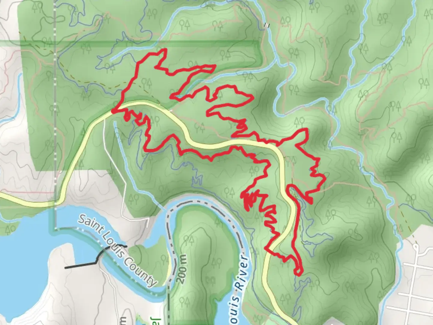 An image depicting the trail Lower Cathedral and Loki Loop and its surrounding area.