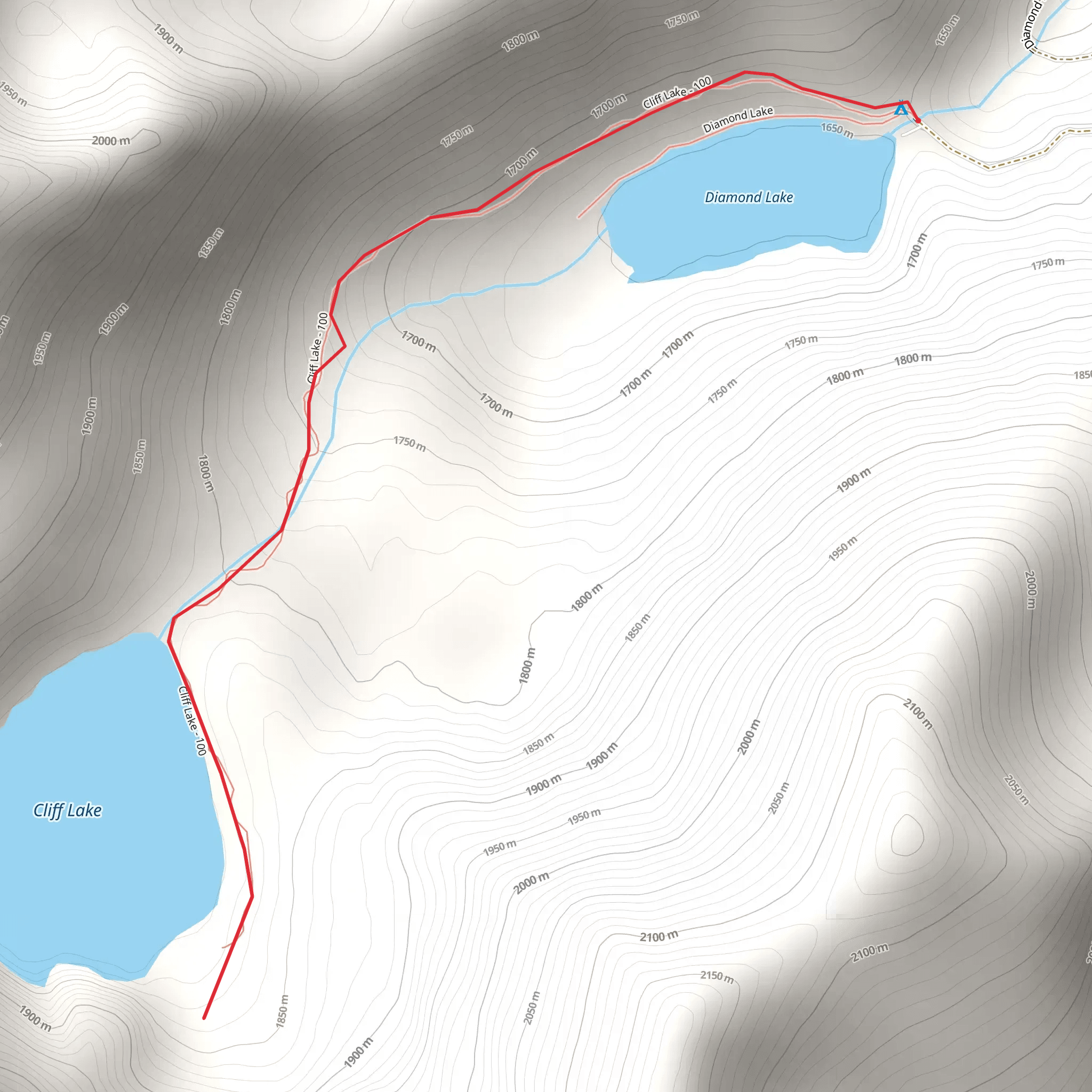 Diamond Lake and Cliff Lake mobile static map