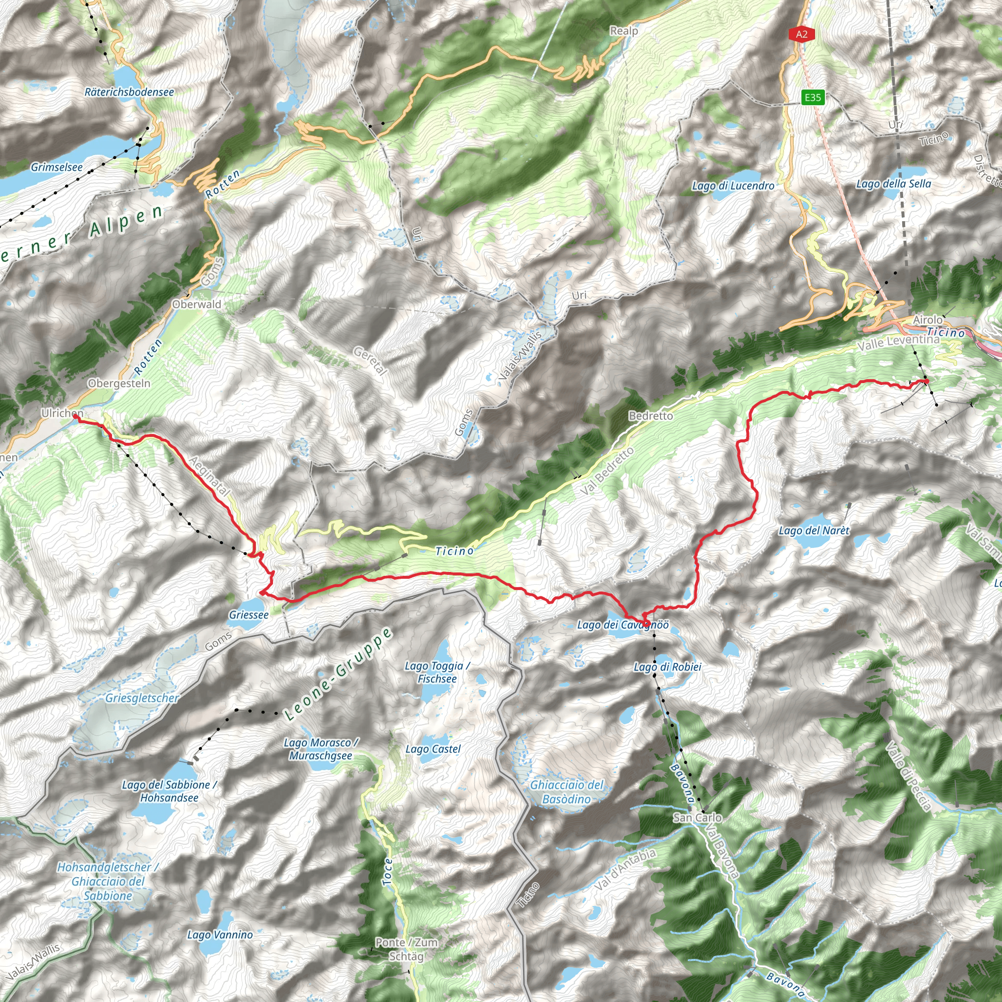 Alpe Pesciüm to Ulrichen mobile static map