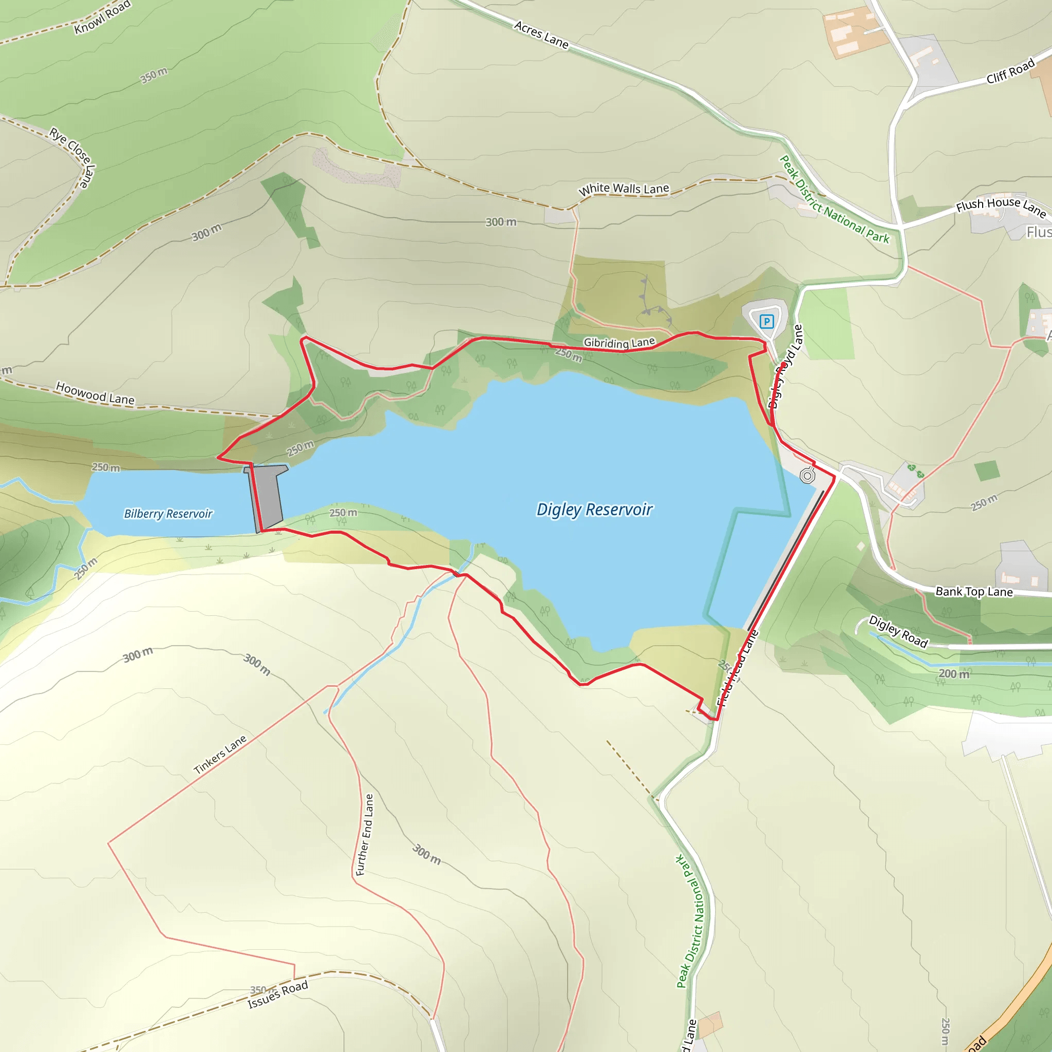 Digley Reservoir Loop mobile static map