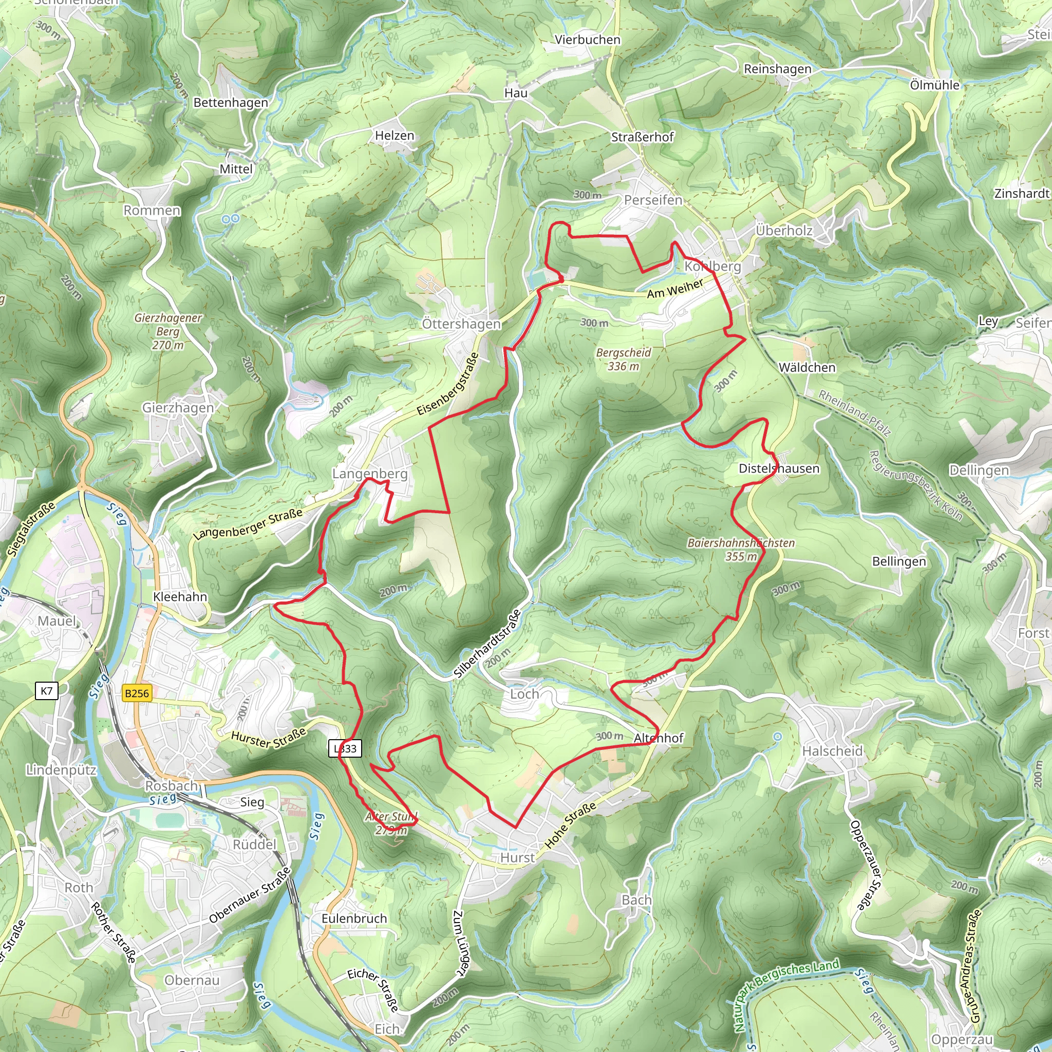 Kohlberg to Hurst Loop via Alter Stuhl mobile static map