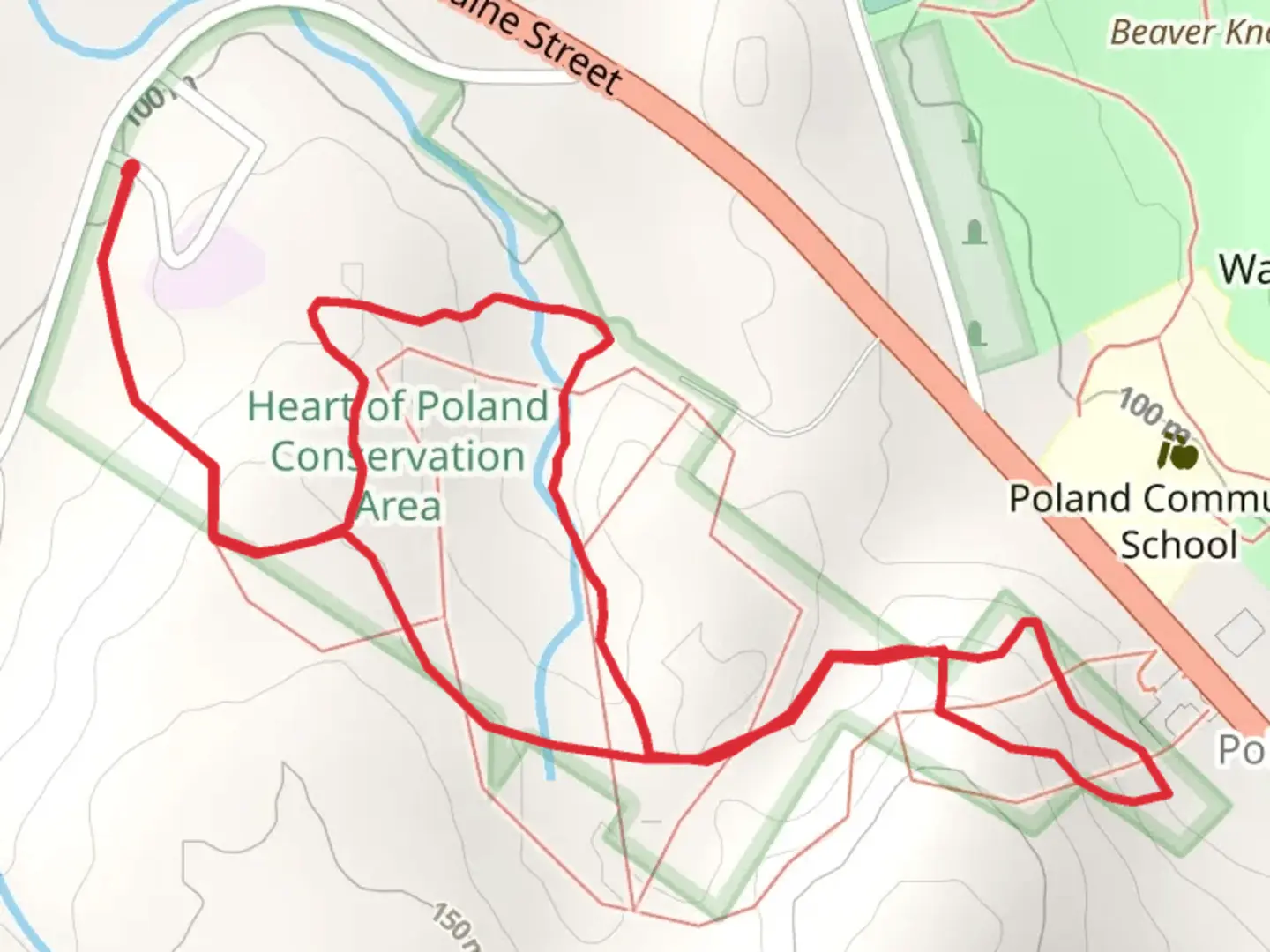 An image depicting the trail Heart of Poland Conservation Area and Huntress Trail and its surrounding area.