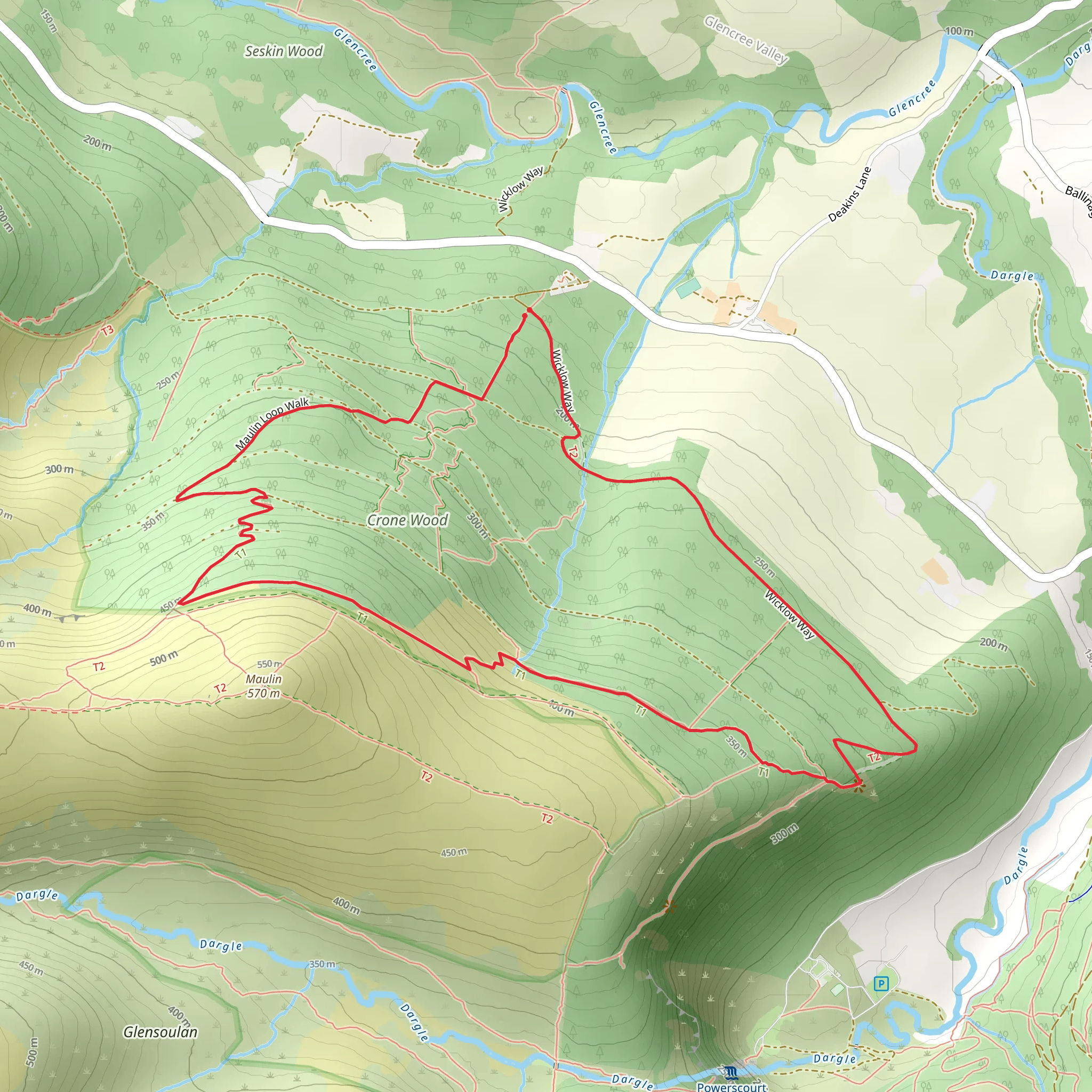 Crone Woods - Maulin Mountain Loop mobile static map