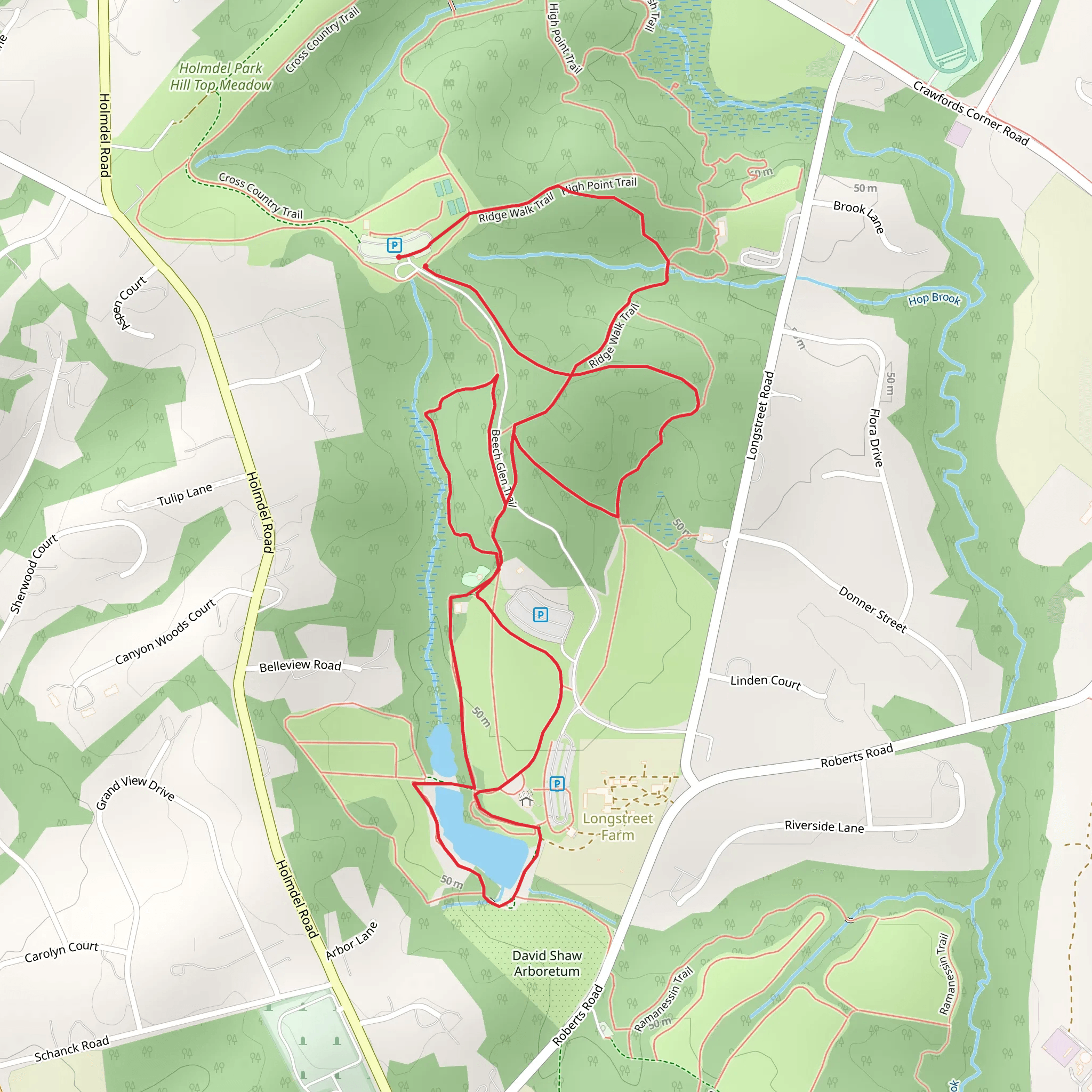 Beech Glen and Ridge Walk Trail mobile static map
