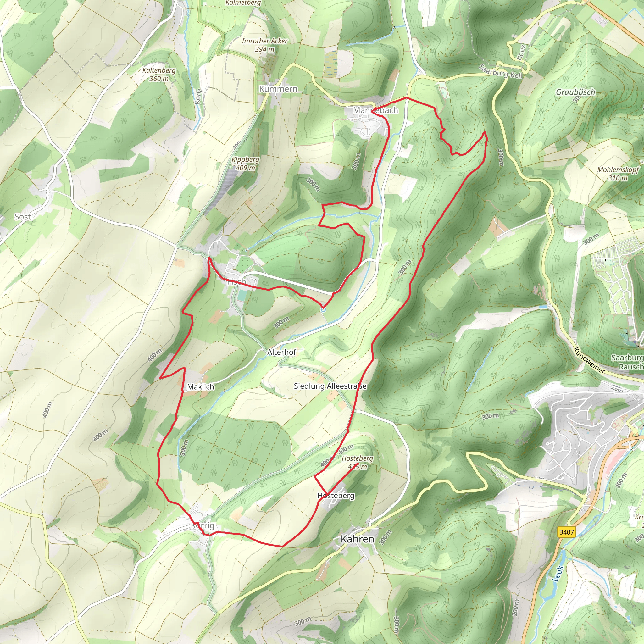 Mannebach to Korrig Loop mobile static map