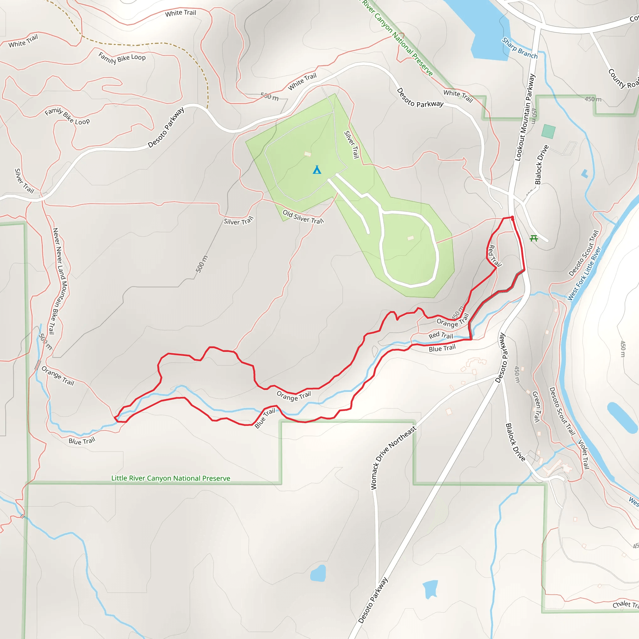 Orange and Blue Loop Trail mobile static map