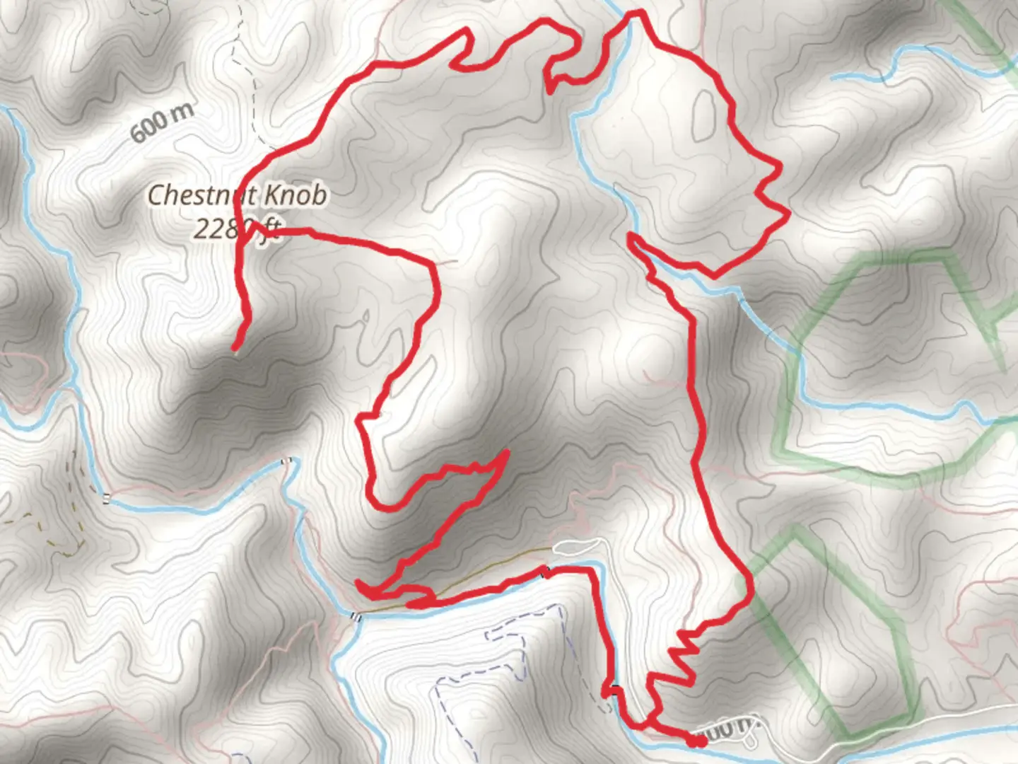 An image depicting the trail Hemlock Nature, Chestnut Knob and Little River Loop Trail and its surrounding area.