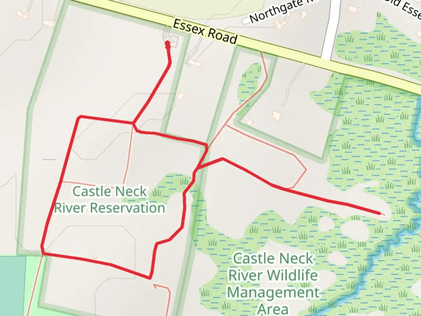 An image depicting the trail Pony Express Farm Loop Trail and its surrounding area.