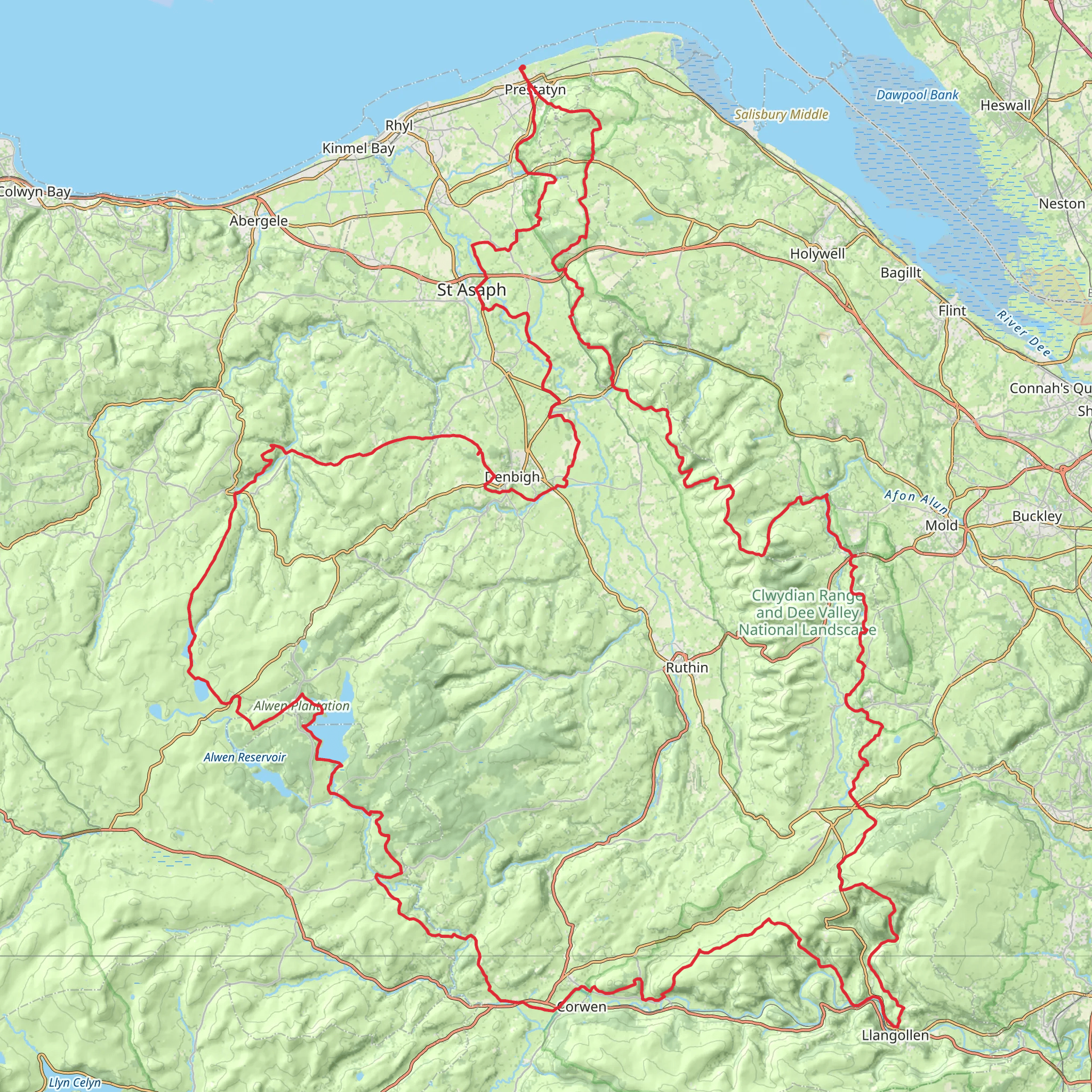 Clwydian Way mobile static map