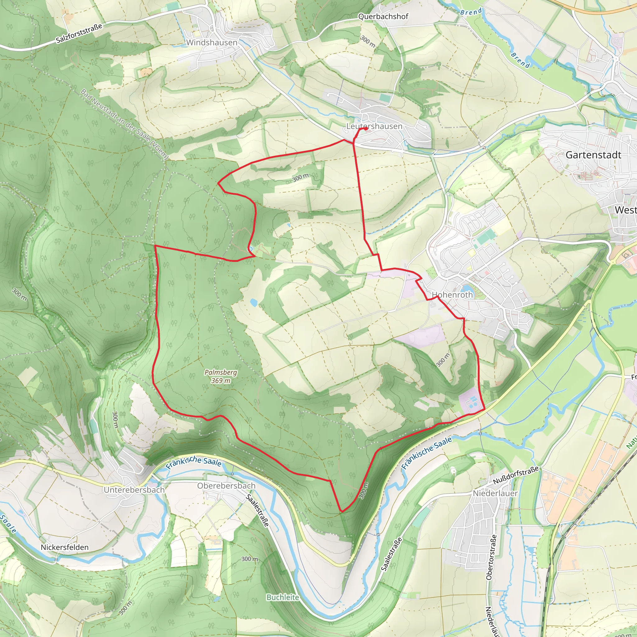 Rhoen Rundweg Hohenroth and Fraenkischer Marienweg mobile static map