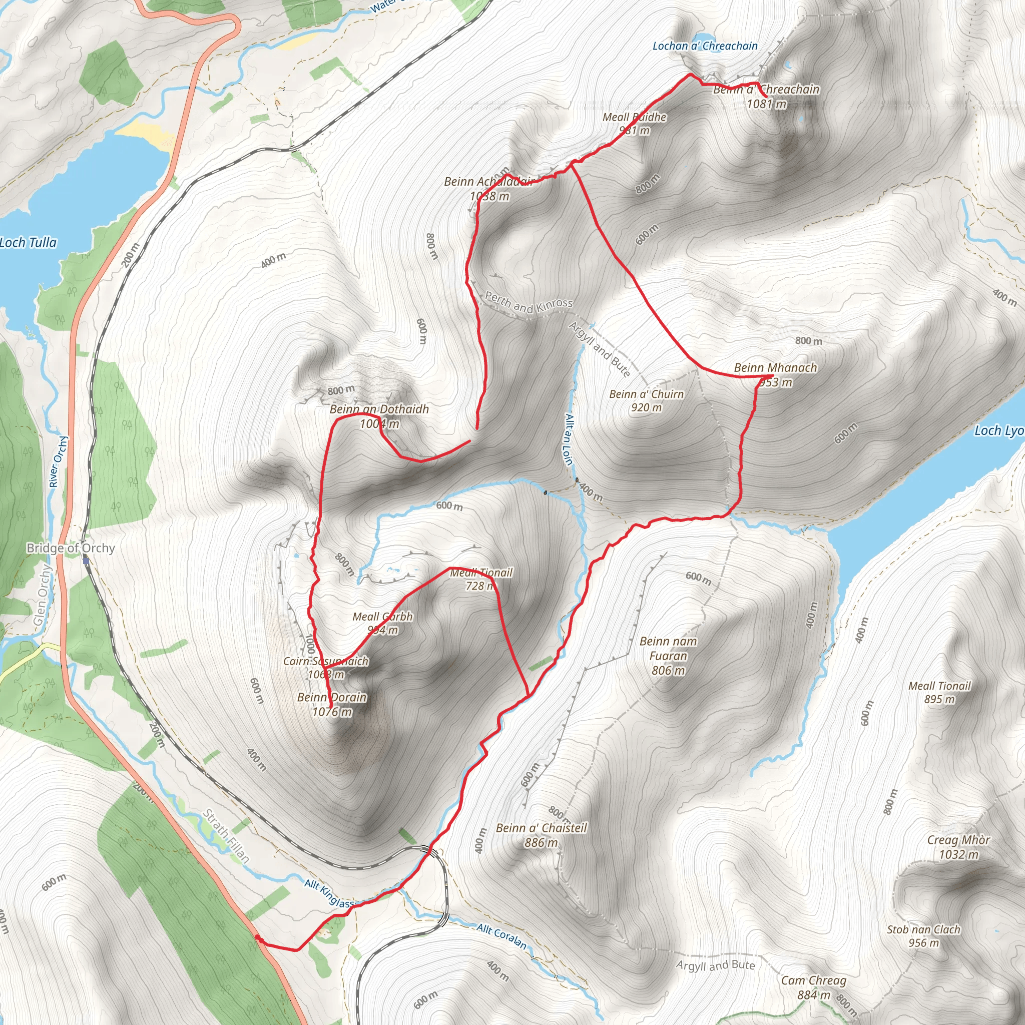Achallader's Five Peaks Loop mobile static map