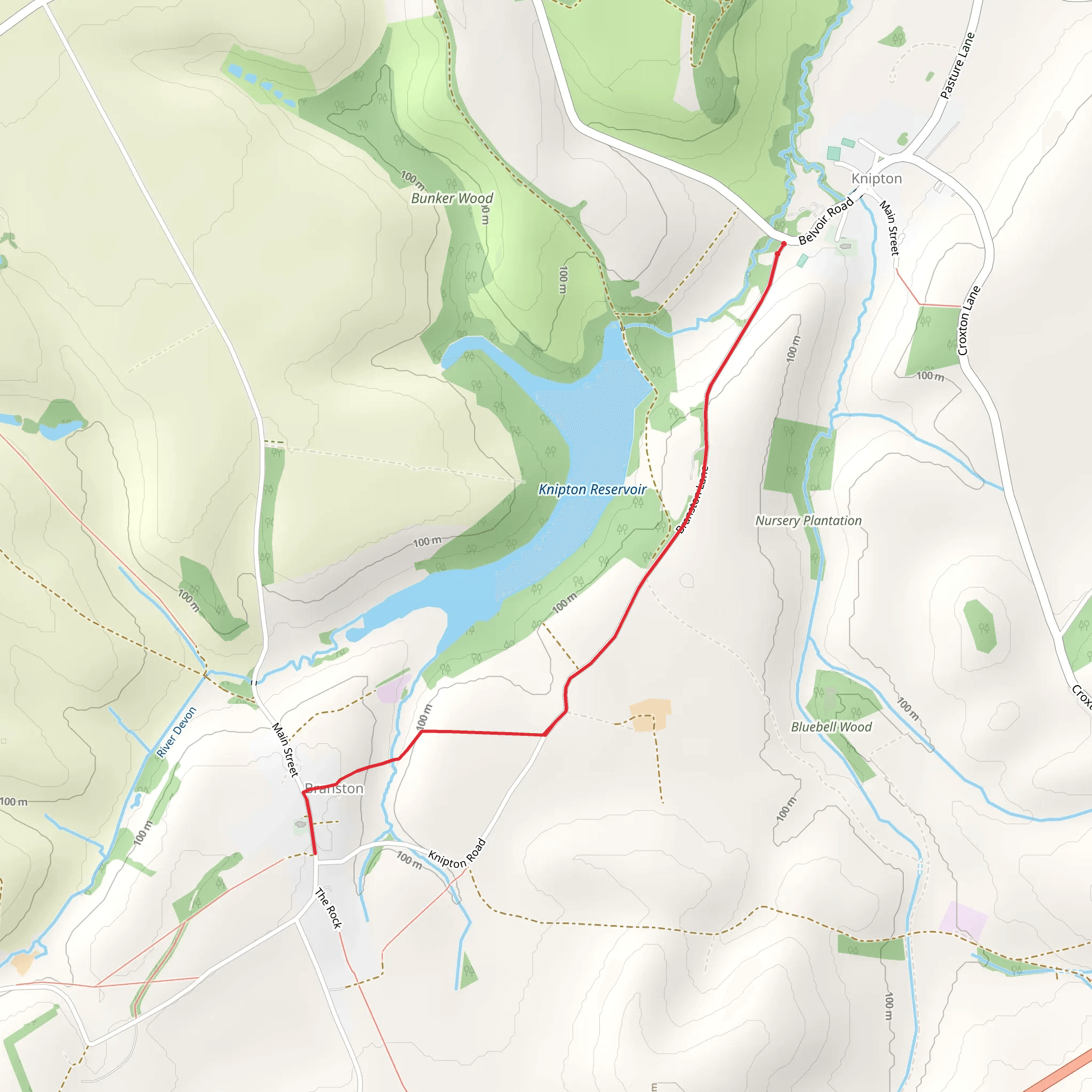 Knipton Reservoir Walk mobile static map