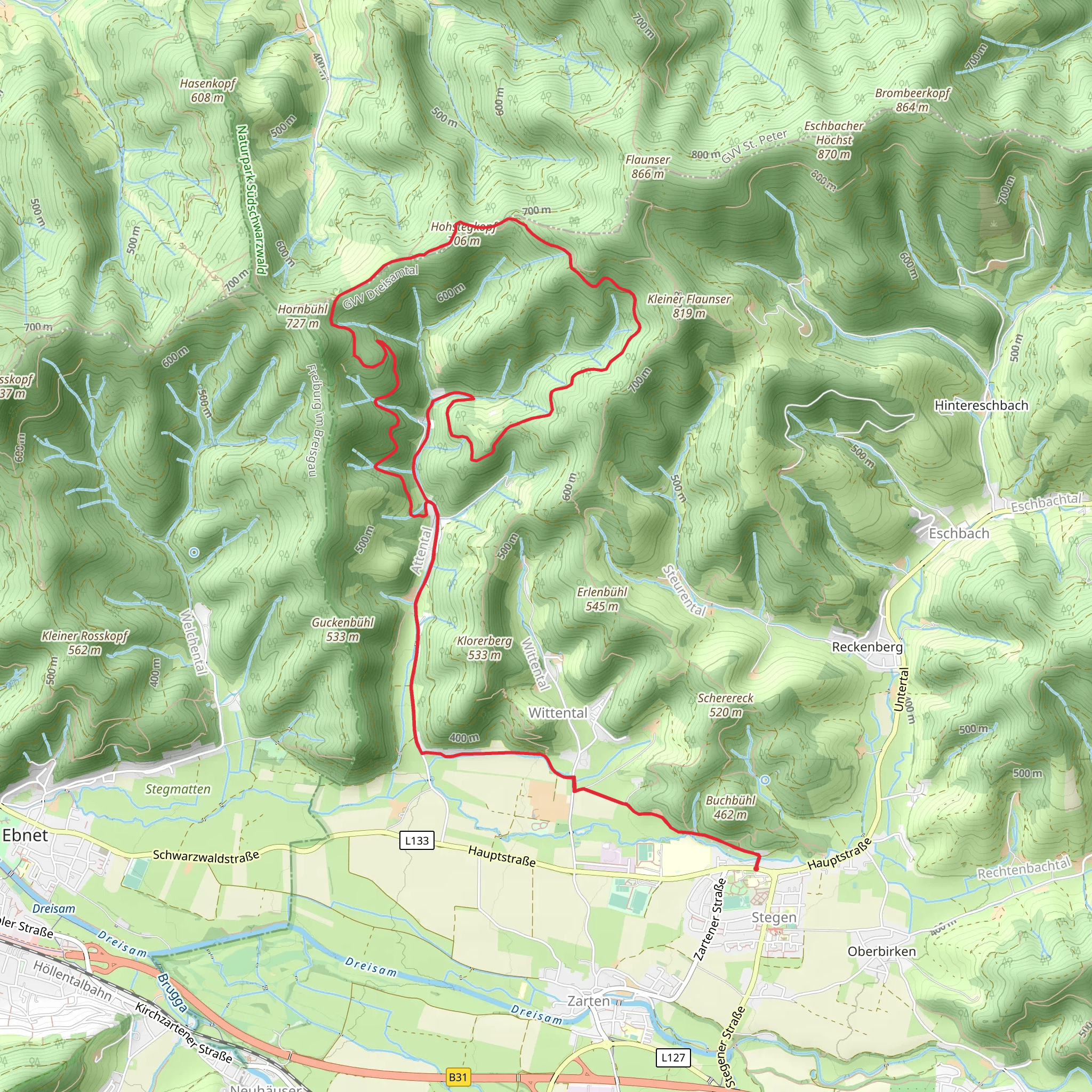 Hohstegjopf Loop via Stegen mobile static map