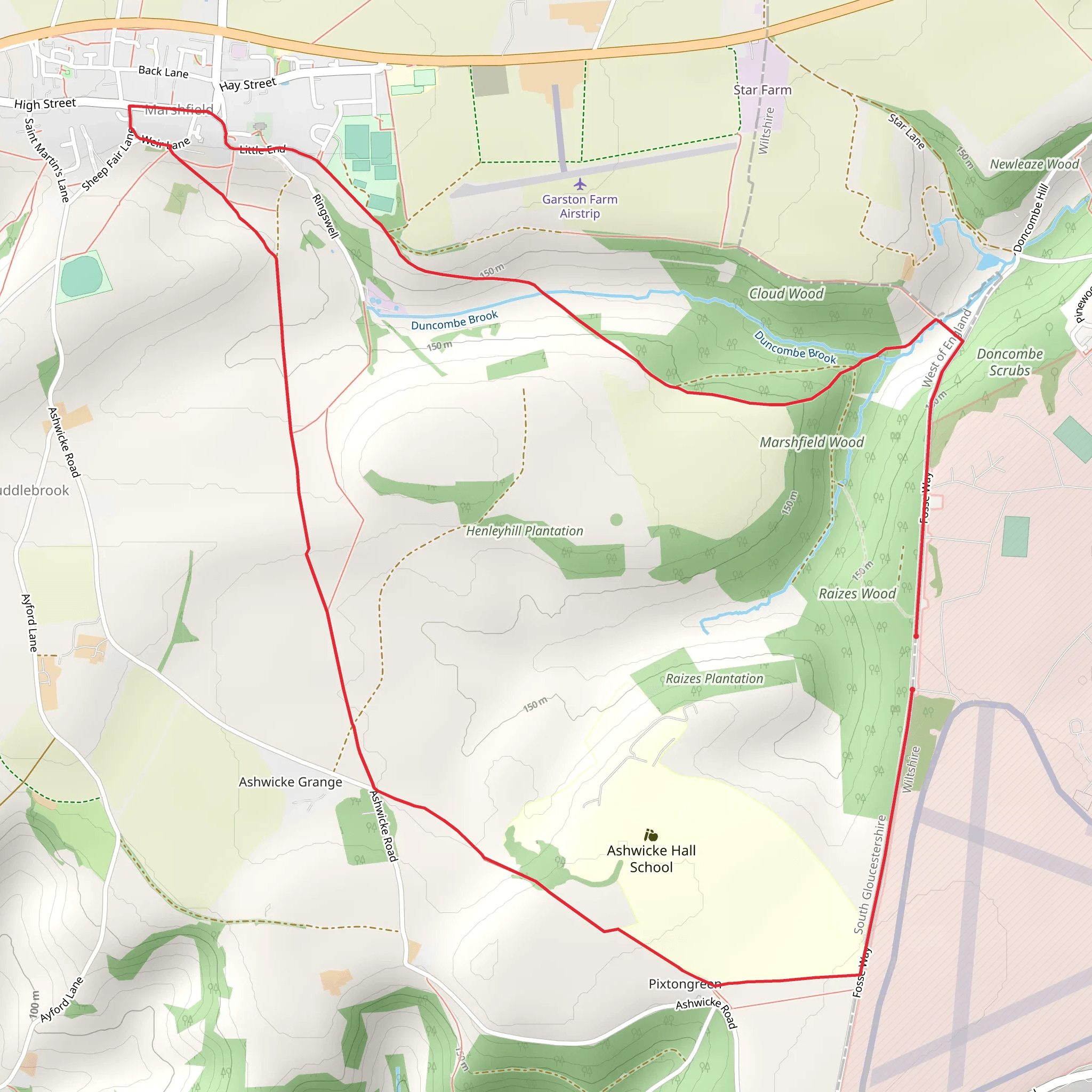 Marshfield Wood and Raizes Wood Loop mobile static map