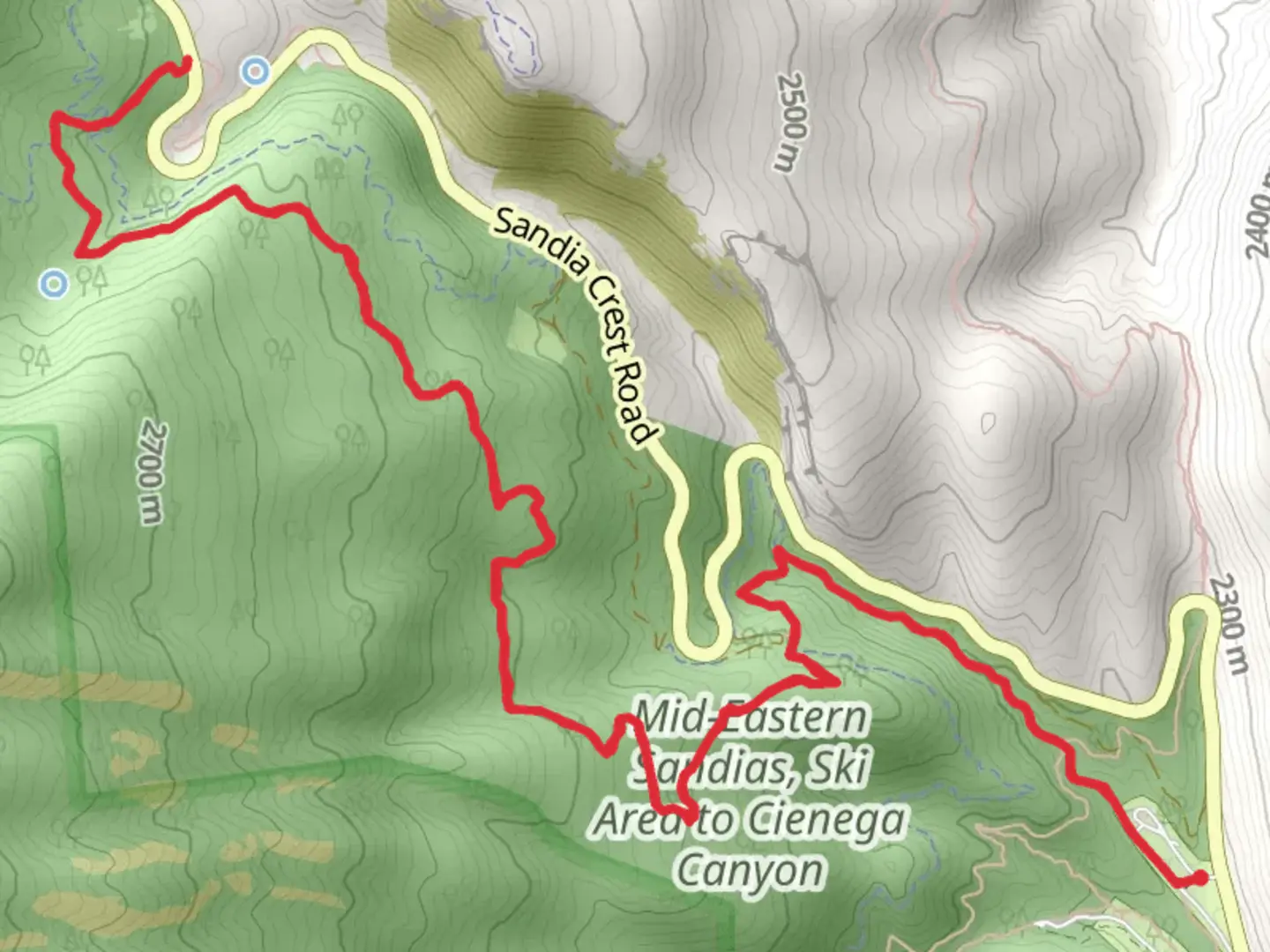 An image depicting the trail Bill Spring, Oso Corredor and Tree Spring Trail and its surrounding area.