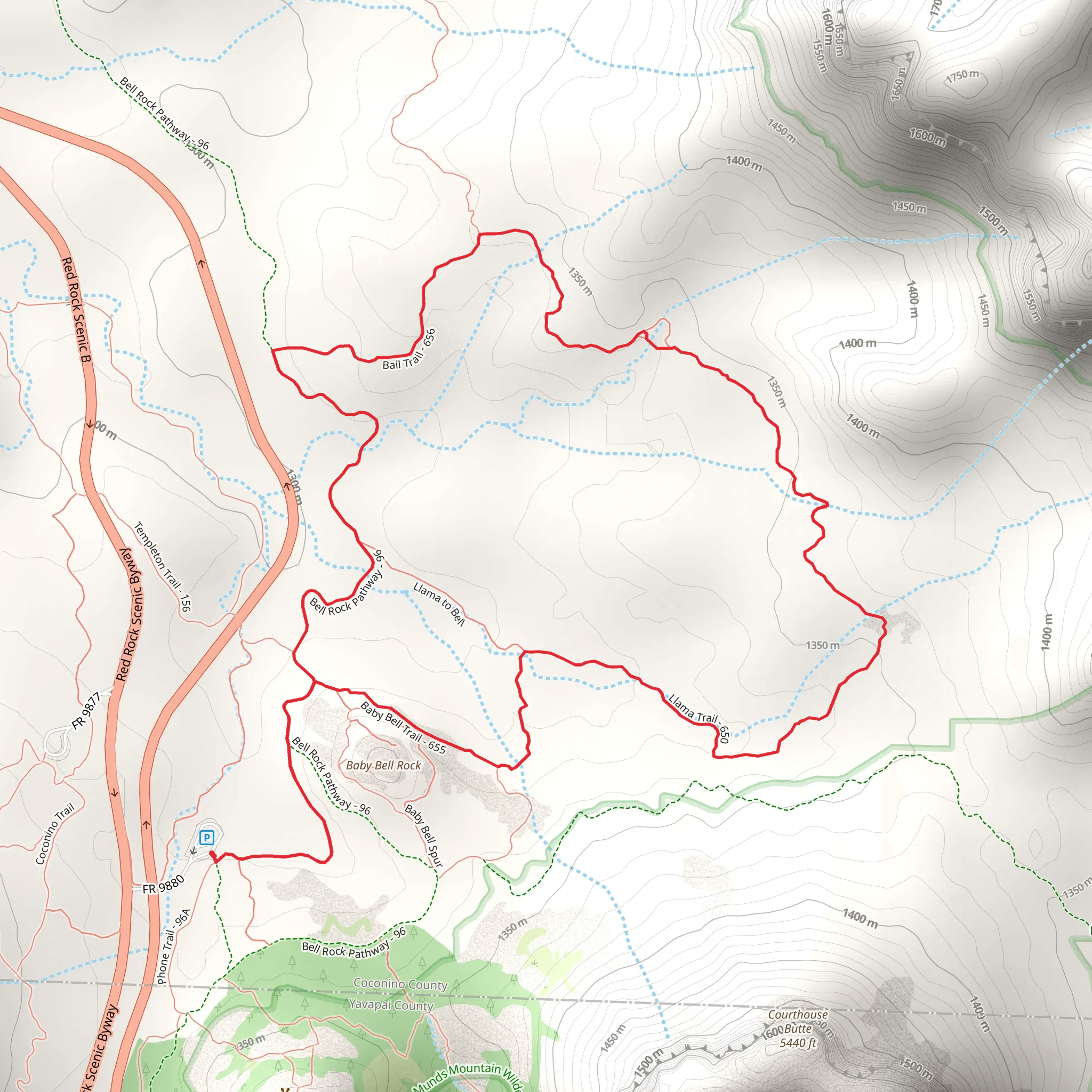 Baby Bell, Llama and Bail Trail mobile static map