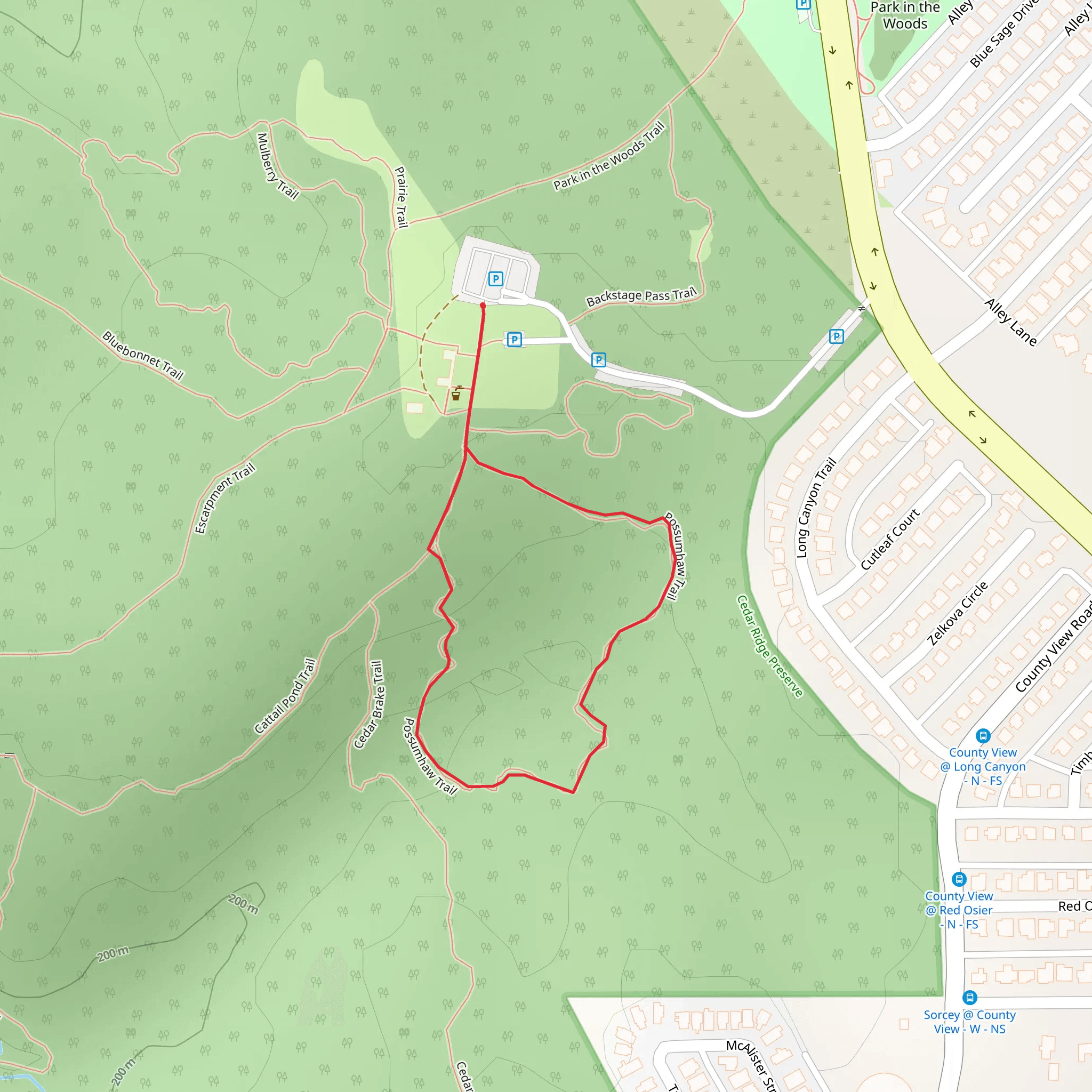 Possumhaw Loop Trail mobile static map