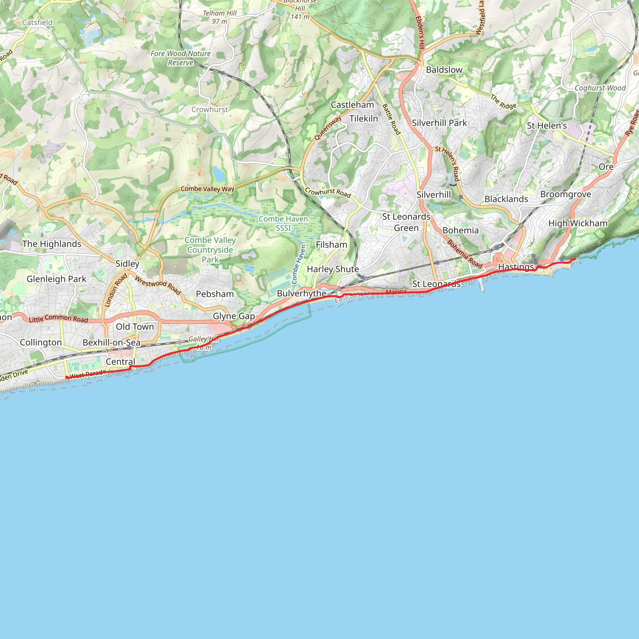 Bexhill to Hastings Walk mobile static map