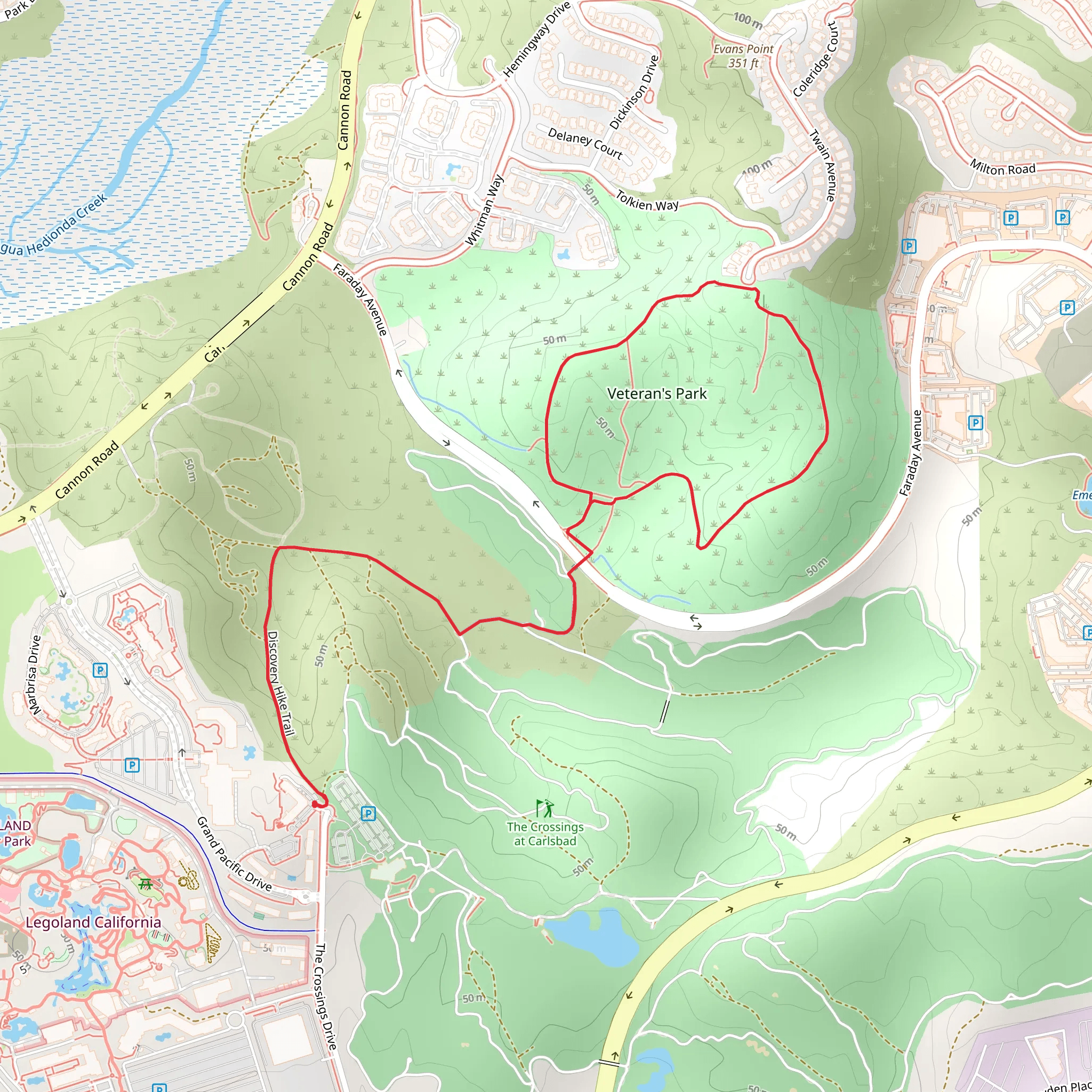 Veterans Park Loop via Discovery Hike Trail mobile static map