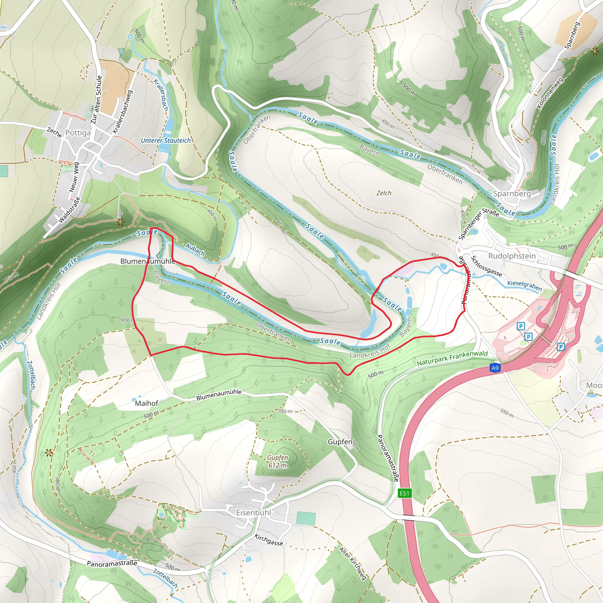 Blumenaumühle and River Saale Loop mobile static map